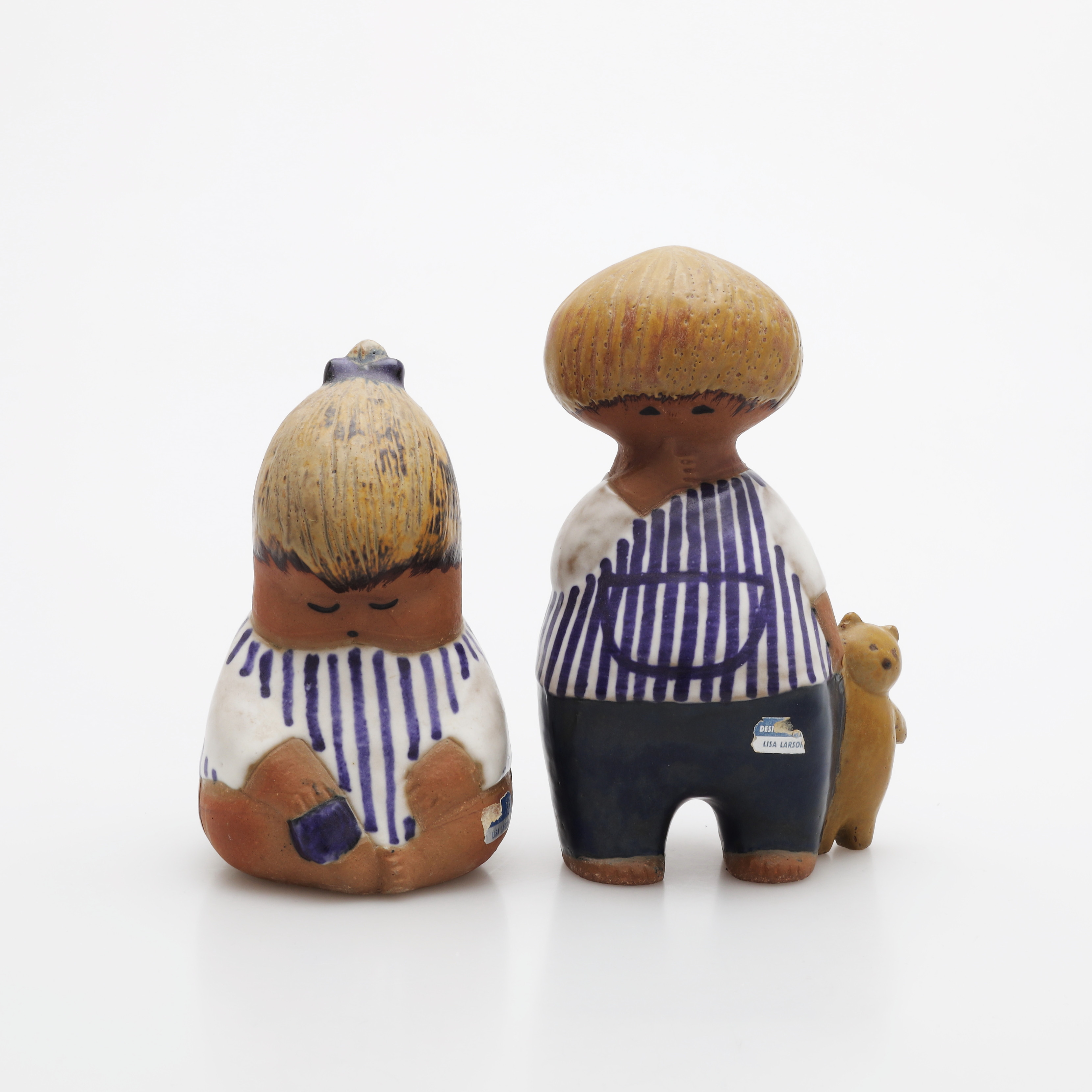 LISA LARSON. Figuriner, 2 st, "Malin", "Johanna", ur serien "Larsons ungar", Gustavsberg.