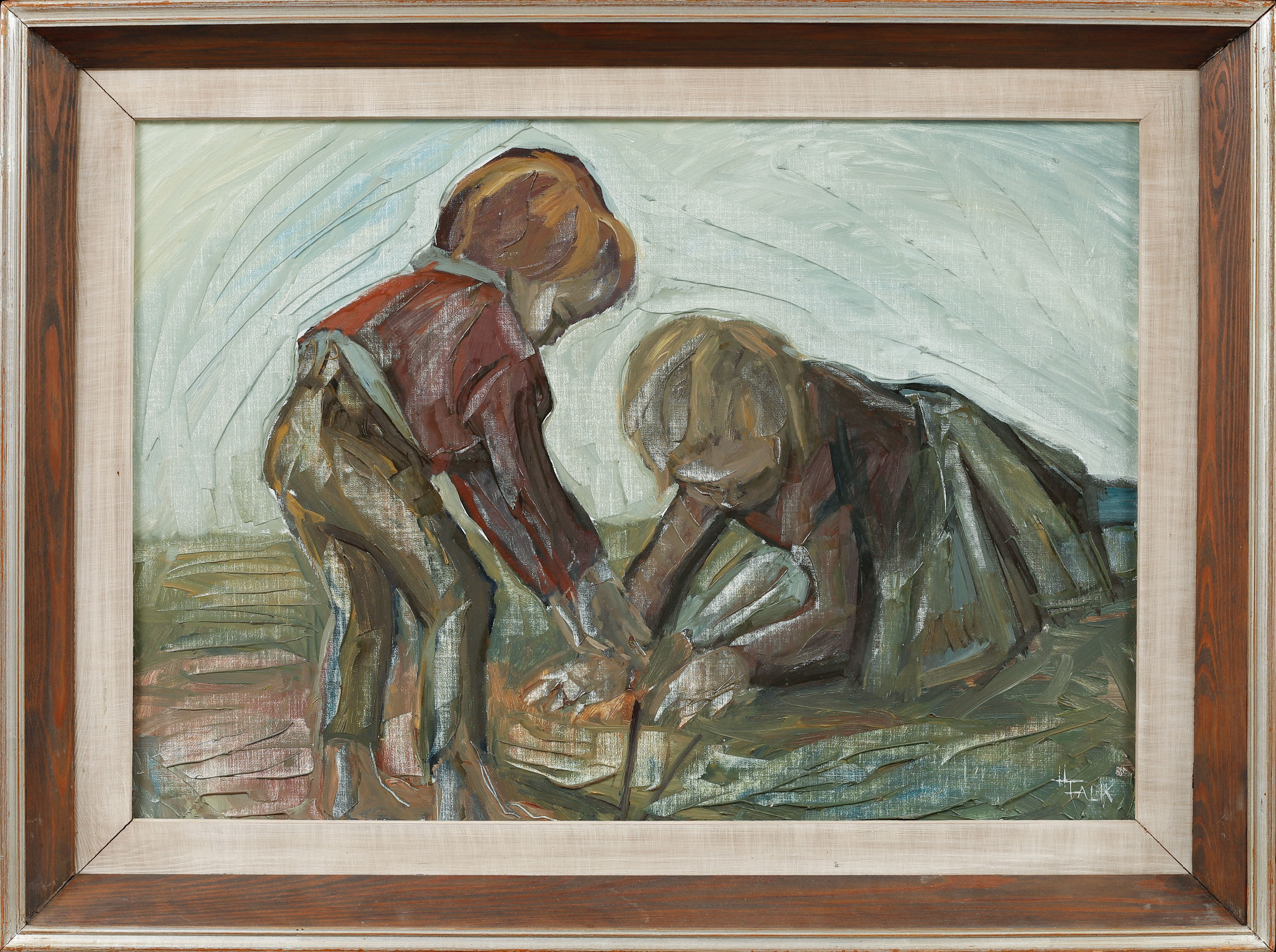 HILDEGARD FALK. Lekande barn, olja på duk, signerad.