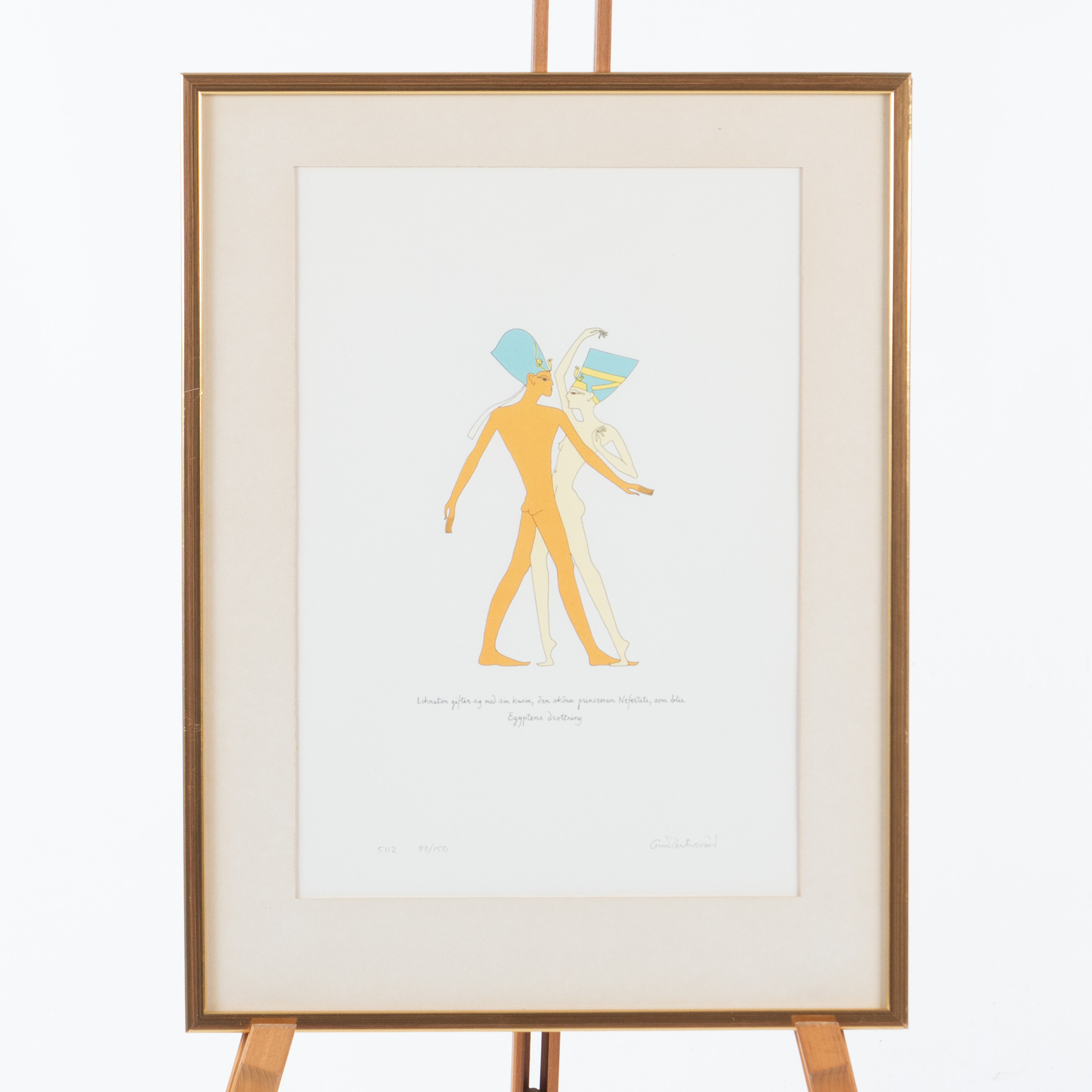 OSCAR REUTERSVÄRD. Färglitografi, Echnaton - Nefertiti, signerad och numrerad 89/150.