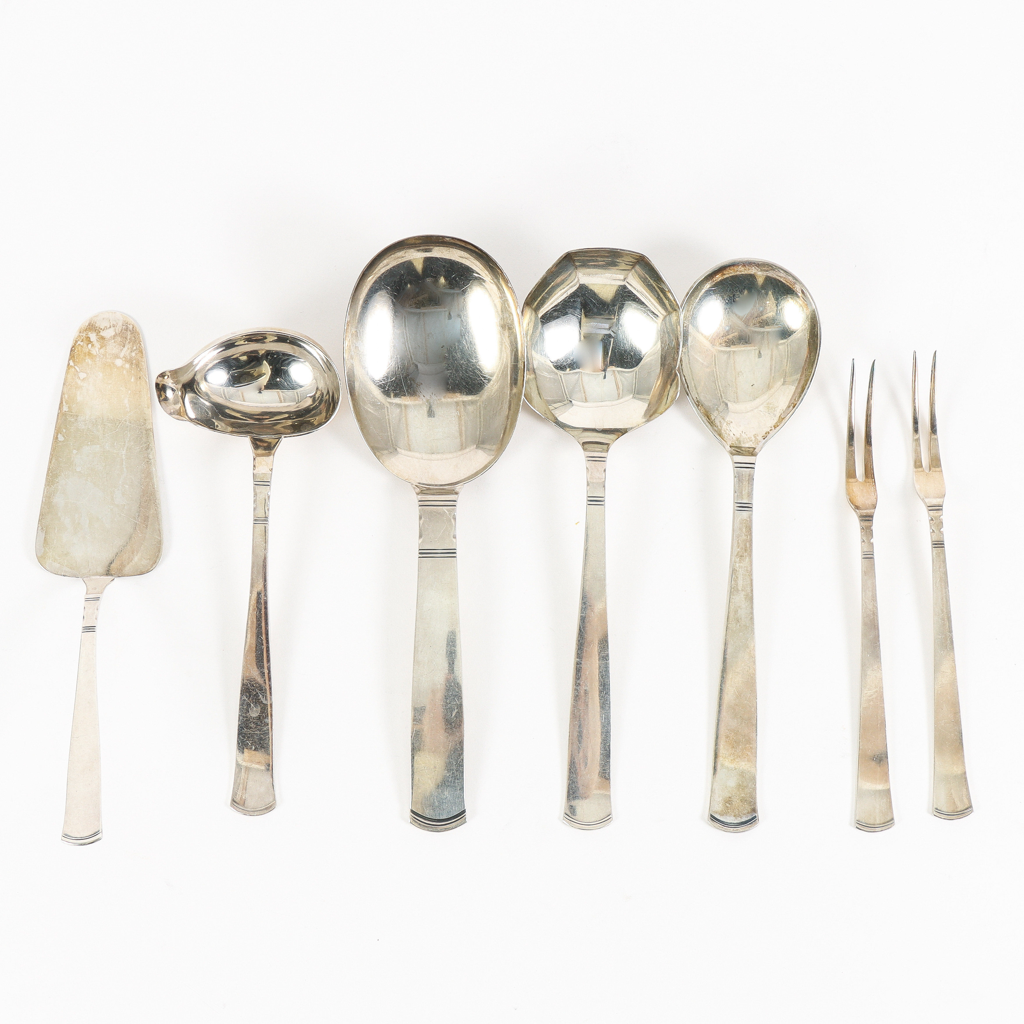 SERVERINGSBESTICK, "Rosenholm", 7 delar, silver, GAB.