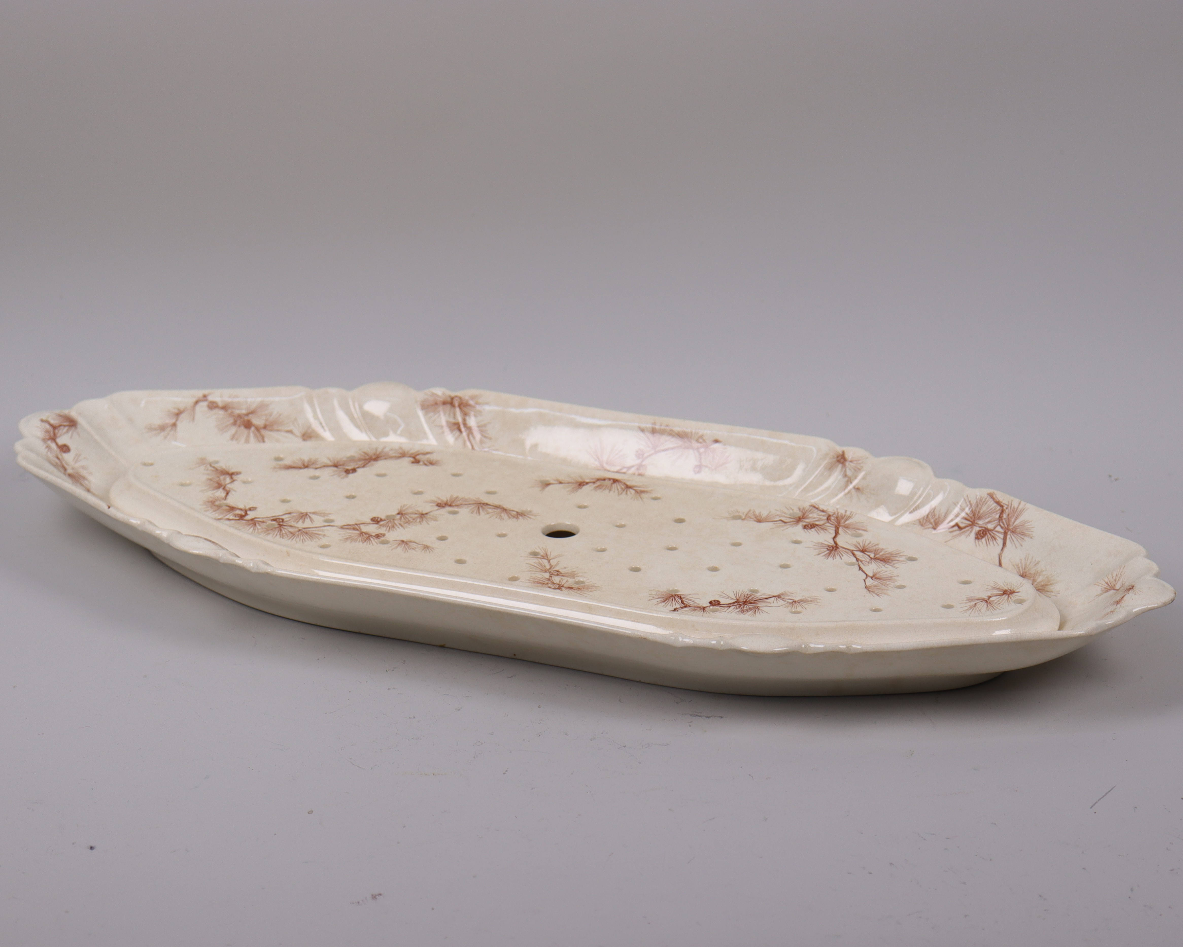 FISKFAT, Gustavsberg, flintgods, sekelskiftet 1900, 2 delar.
