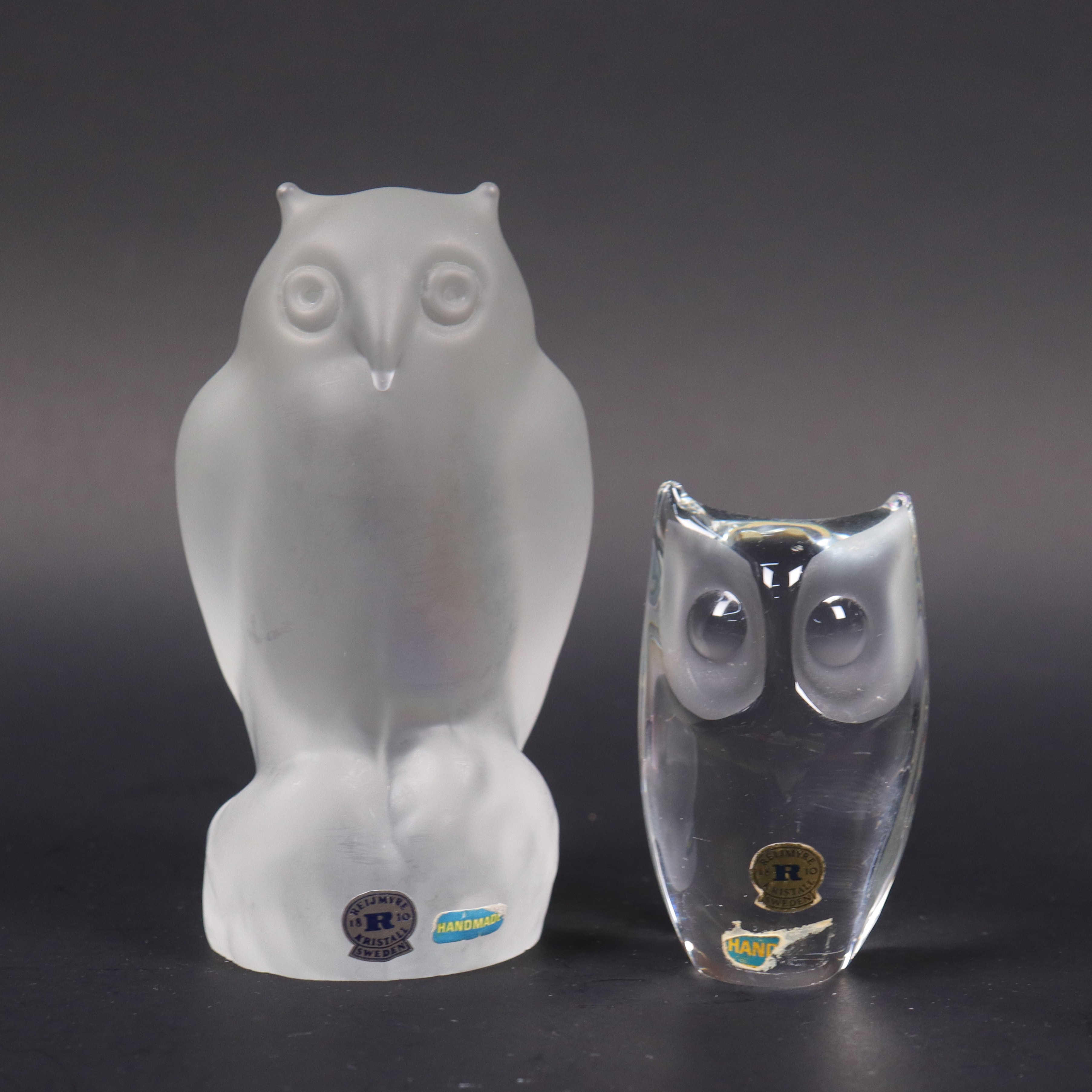 REIJMYRE GLASBRUK, ugglor i glas, 2 st.