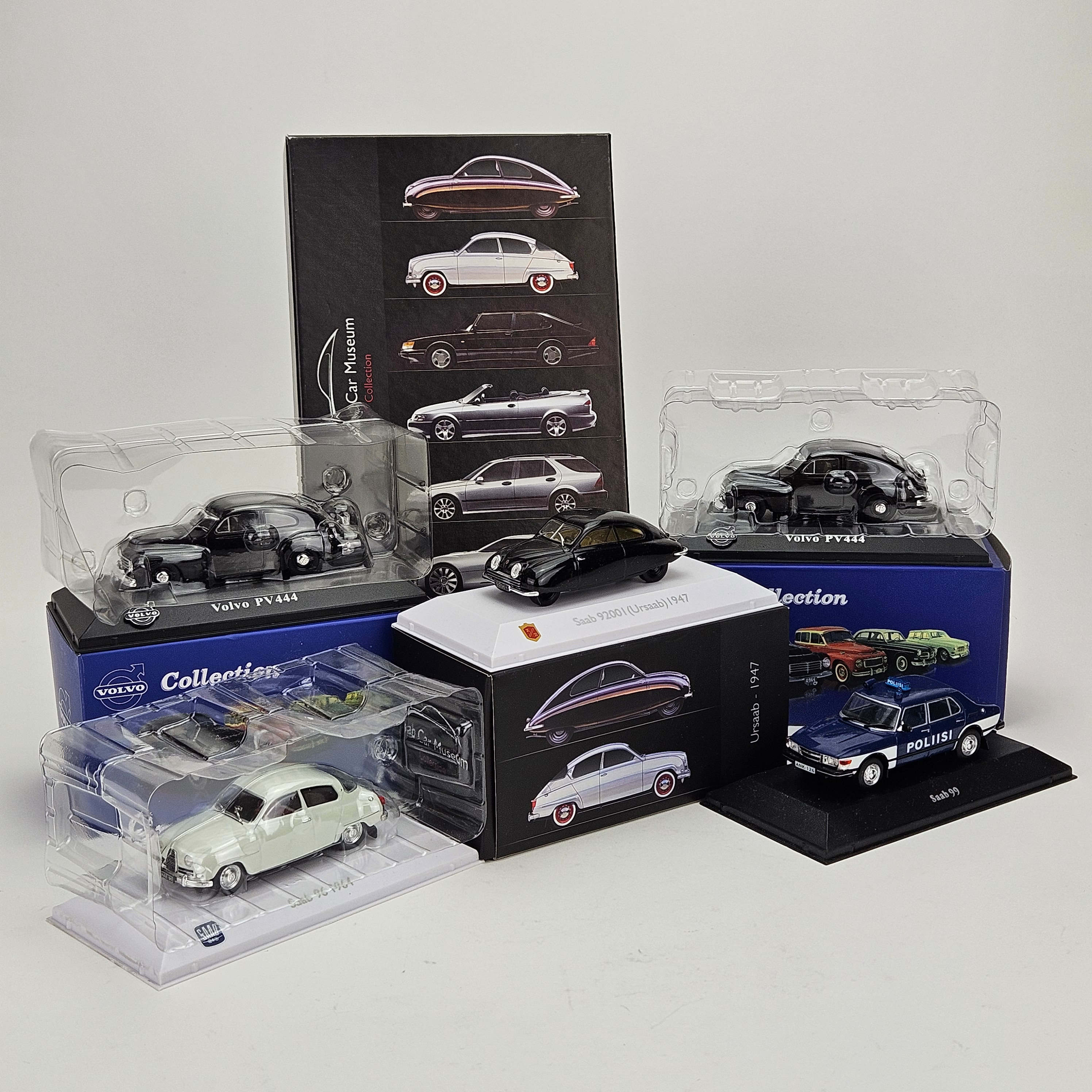 MODELLBILAR, 5 st, Volvo och Saab, Editions Atlas Collections.