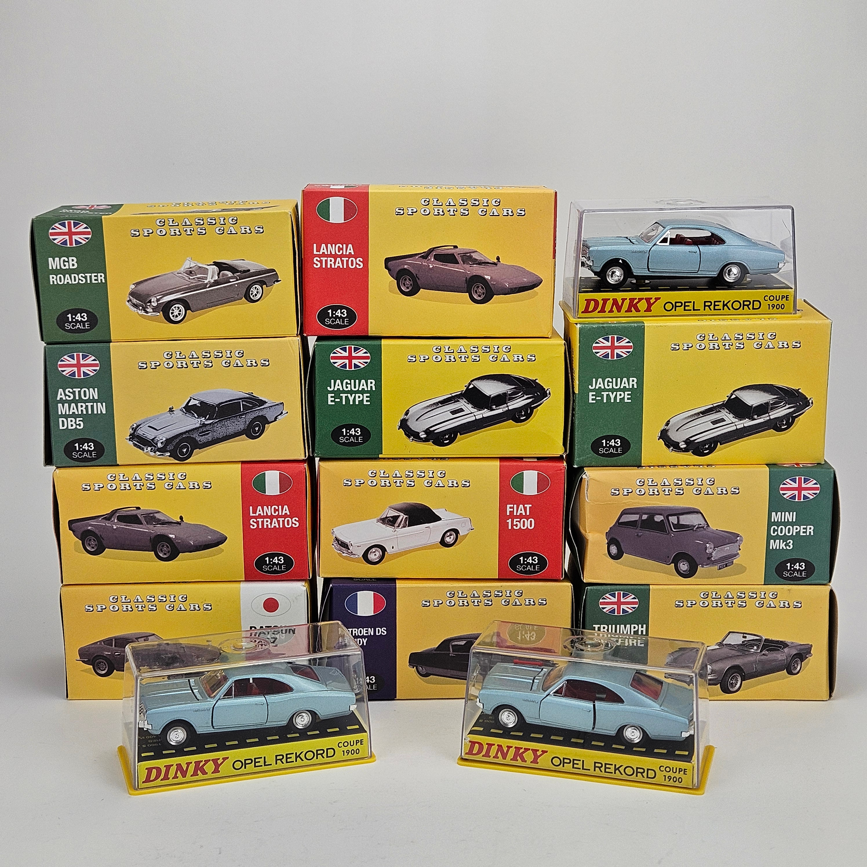 MODELLBILAR, 14 st, skala 1:43, Dinky Toys, Atlas Editions, Kina.