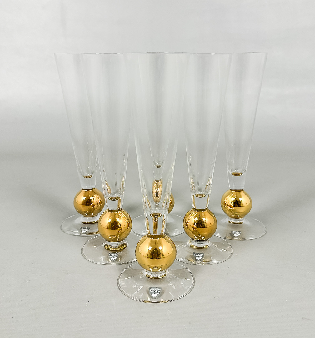 GUNNAR CYRÉN. Champagneglas, 6 st, "Nobel", Orrefors.