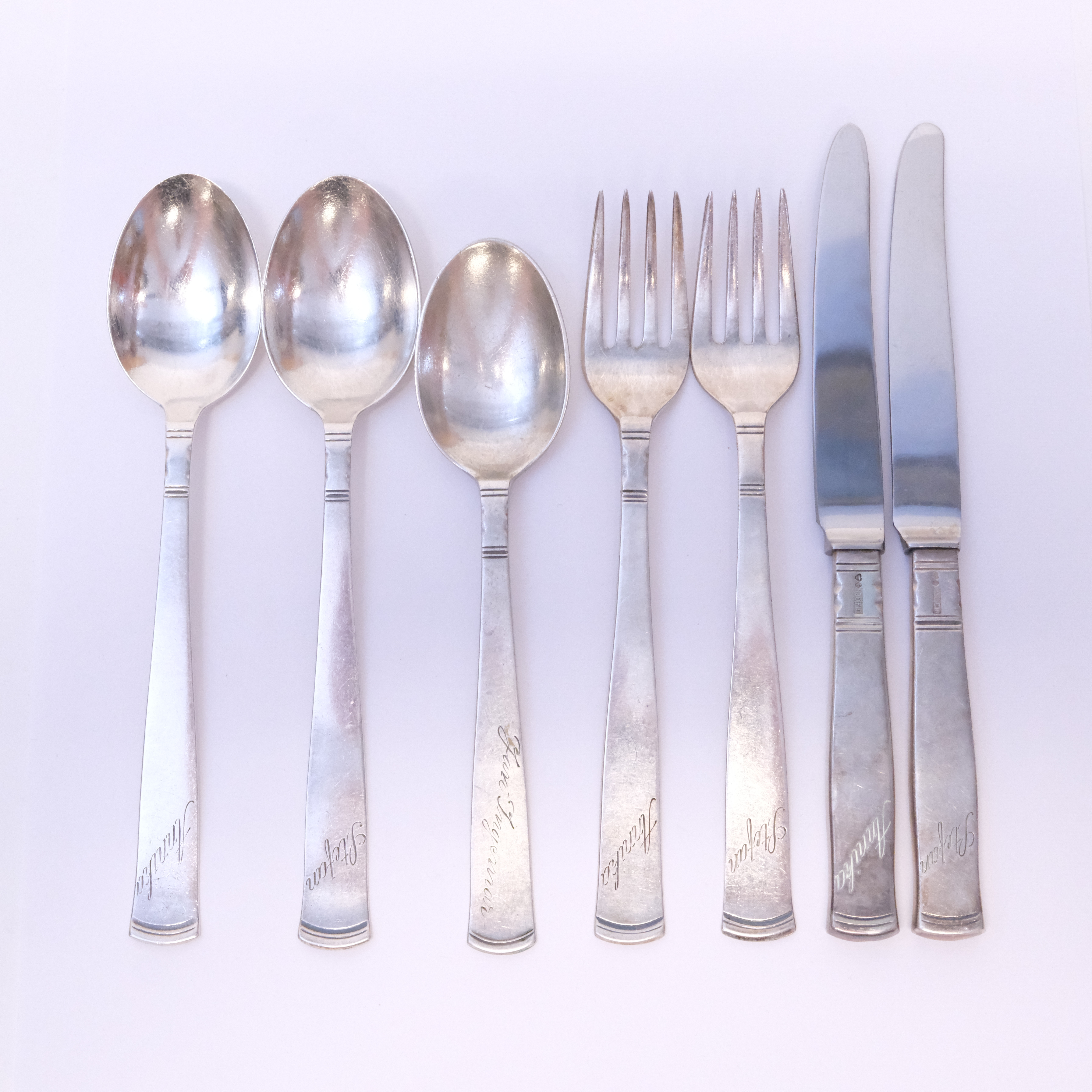 JACOB ÄNGMAN. 7 DELAR SILVER " ROSENHOLM ".
