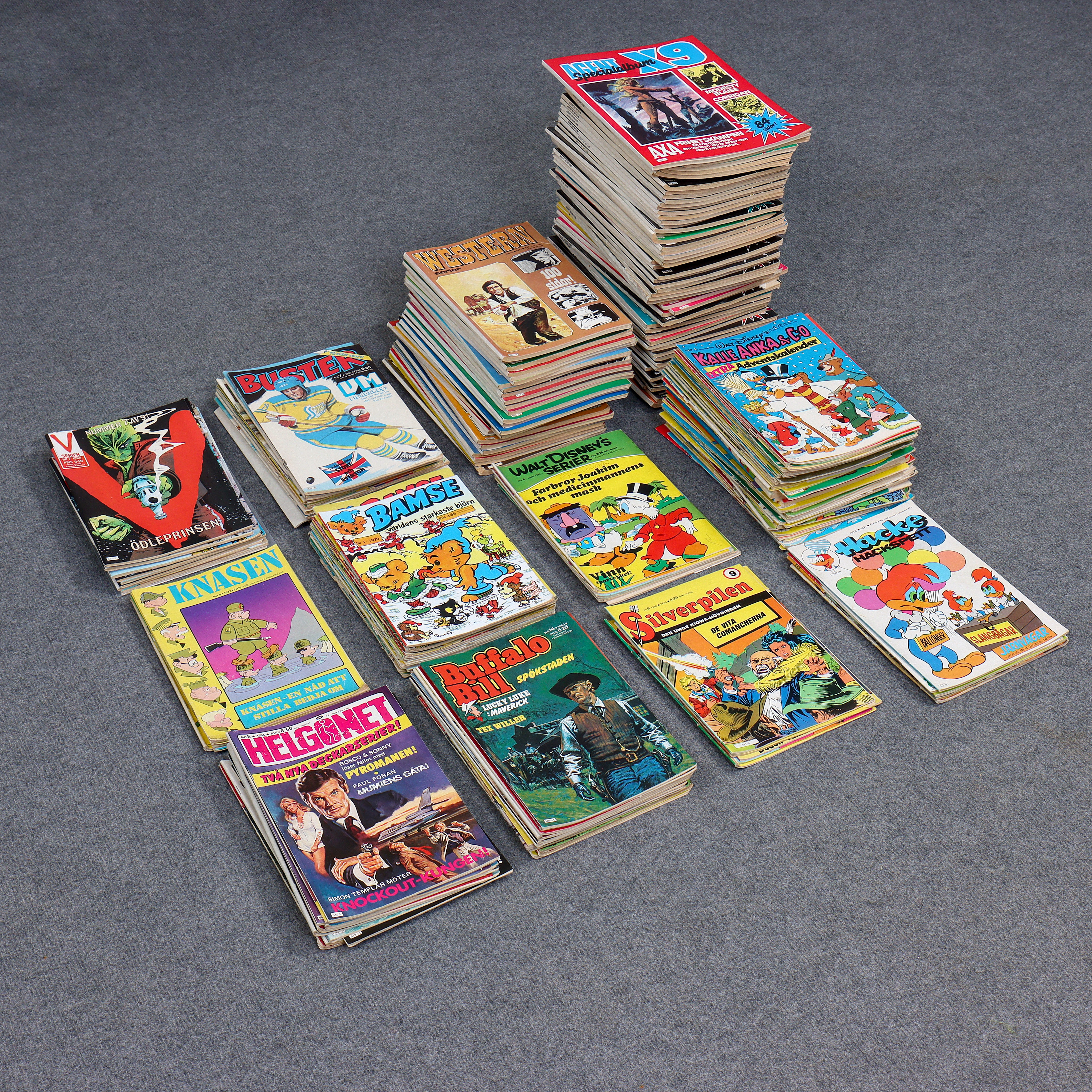 STOR SAMLING SERIETIDNINGAR, AGENT X9, KALLE ANKA, BAMSE, BUSTER, WESTERN M.M.