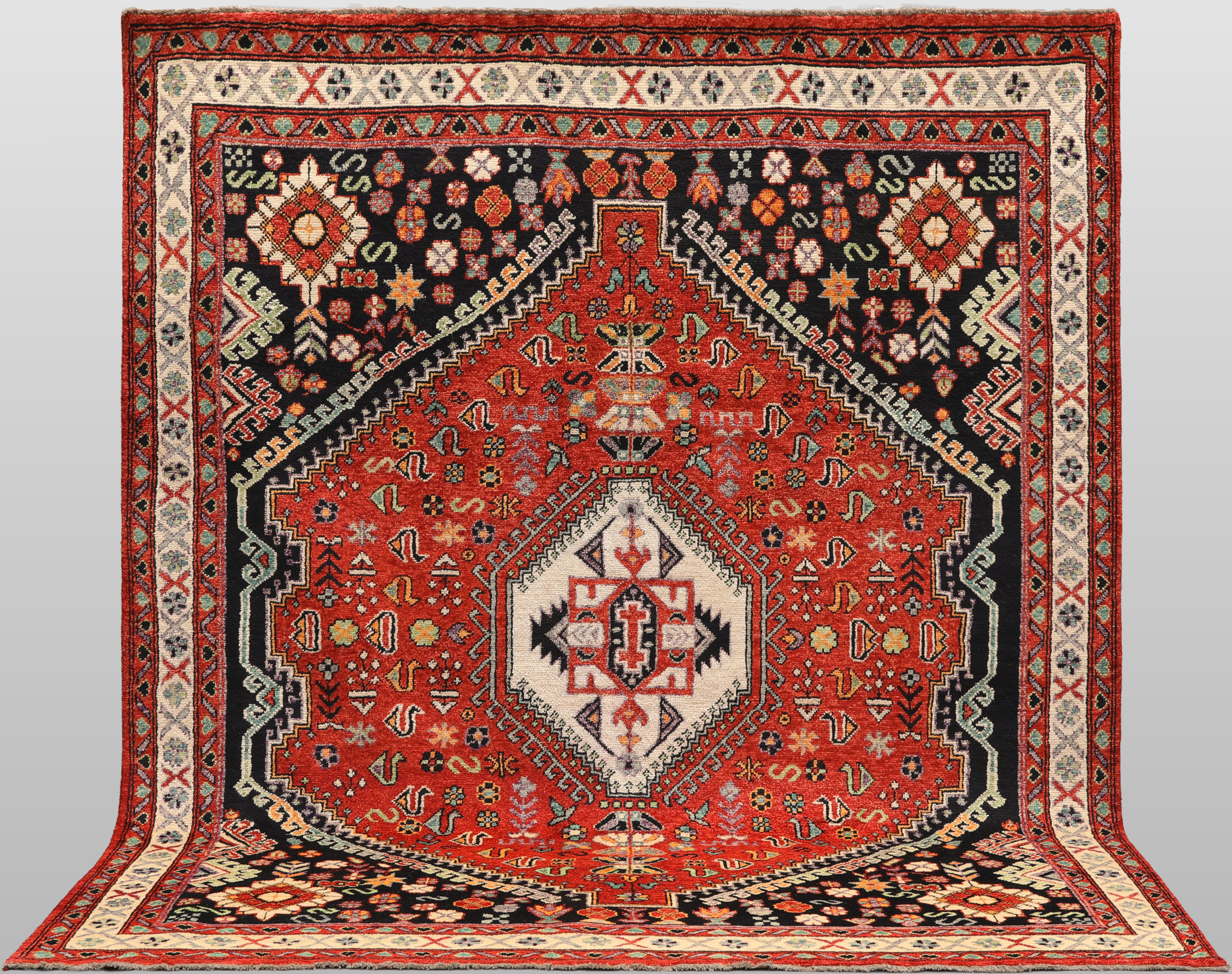 ORIENTMATTA, Shirazmönster, ull på bomullsvarp, ca 294x252 cm.