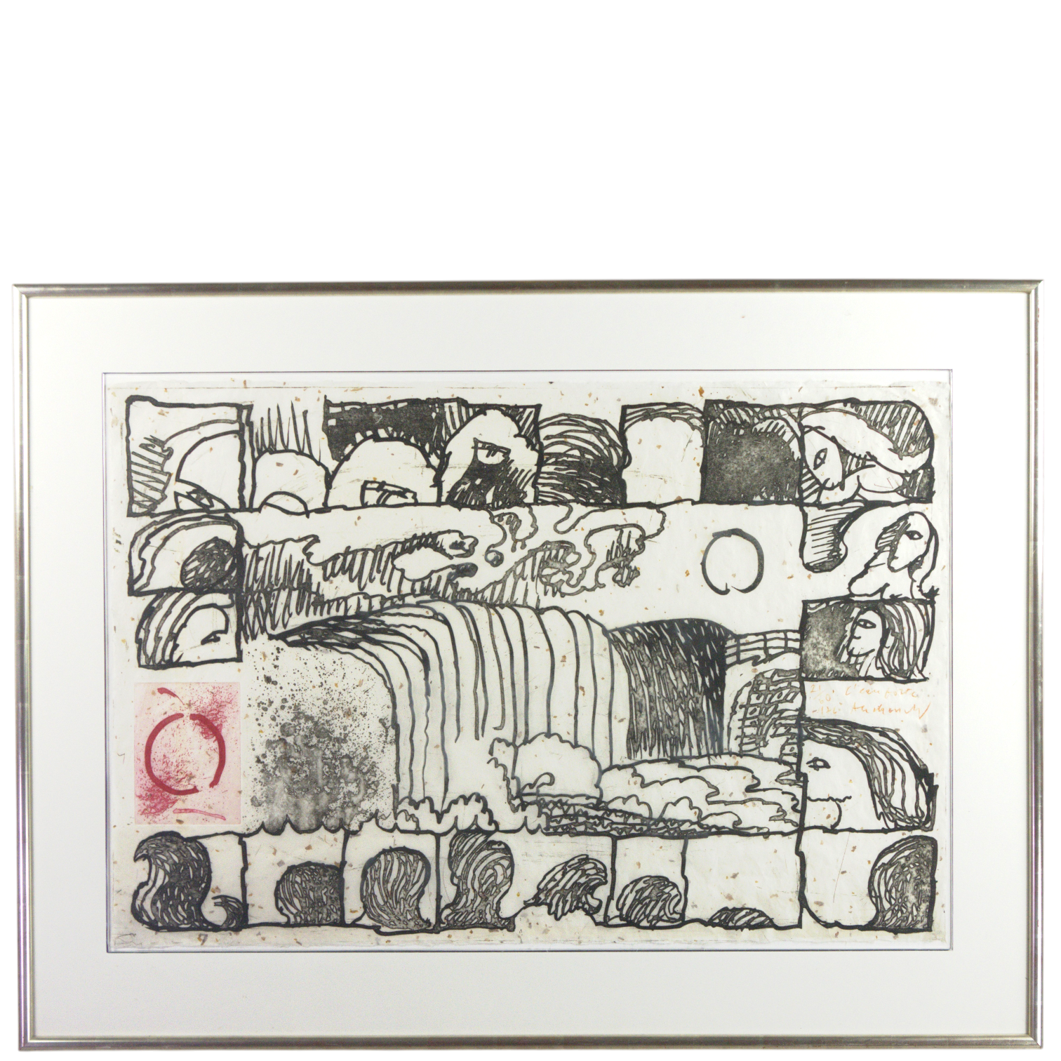 PIERRE ALECHINSKY. Etsning på rispapper, delvis handkolorerad, "L'eau forte", 21/60, signerad, 1976.