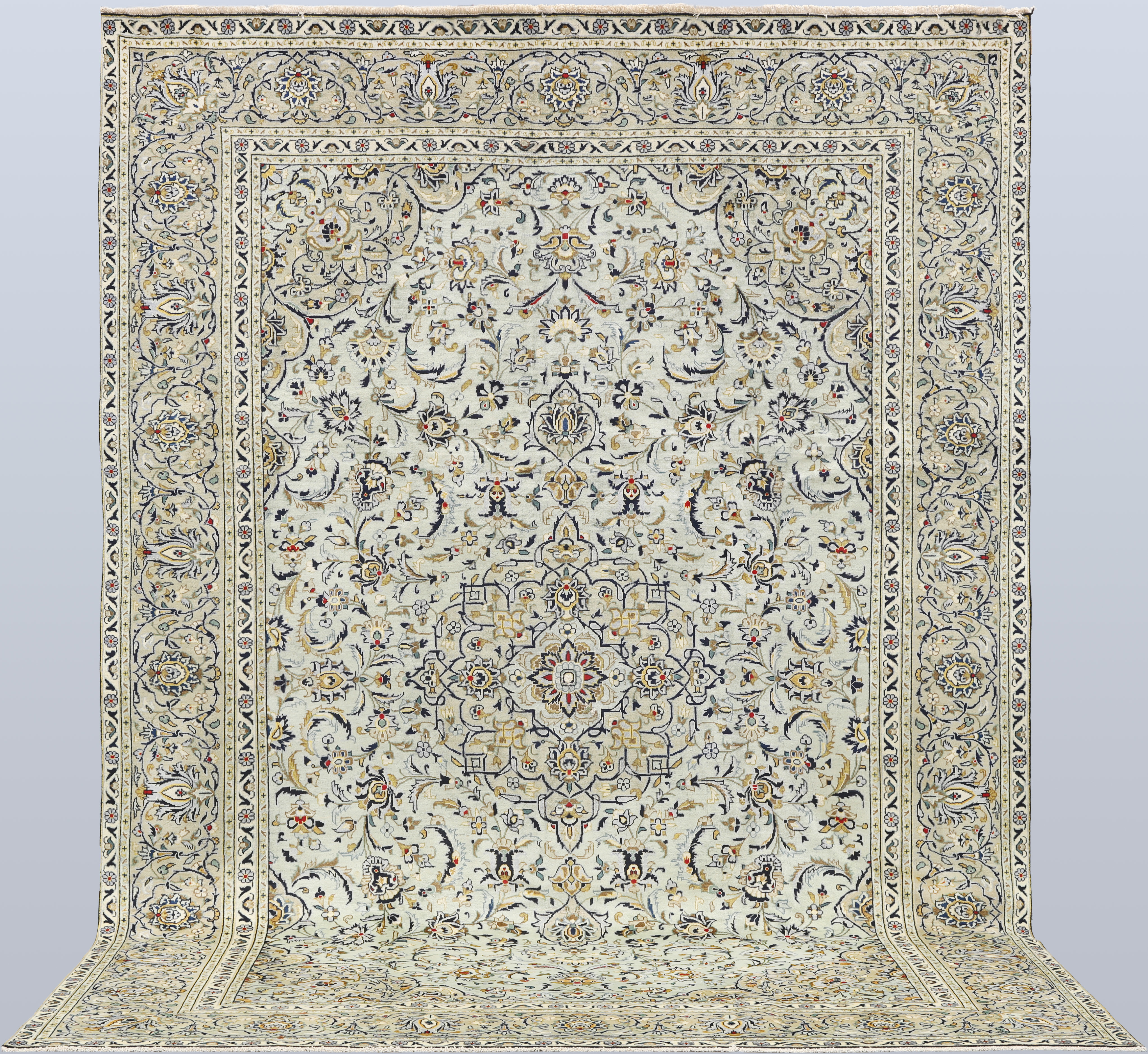 ORIENTMATTA, Keshan, handknuten, grön botten, ca 338 x 240 cm.