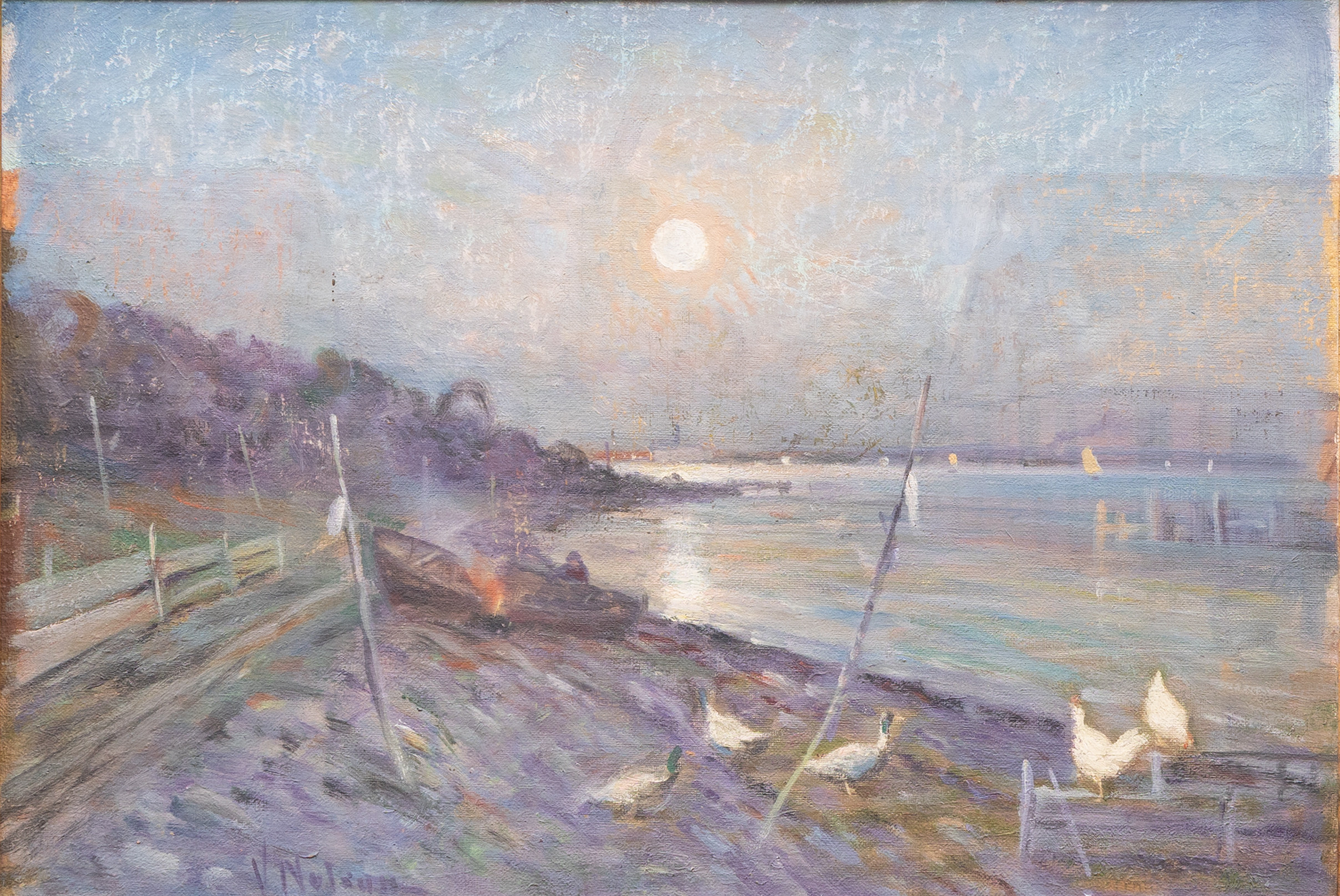 VALFRID NELSON (1849-1930). Kustlandskap vid Öresund, olja på duk, signerad.