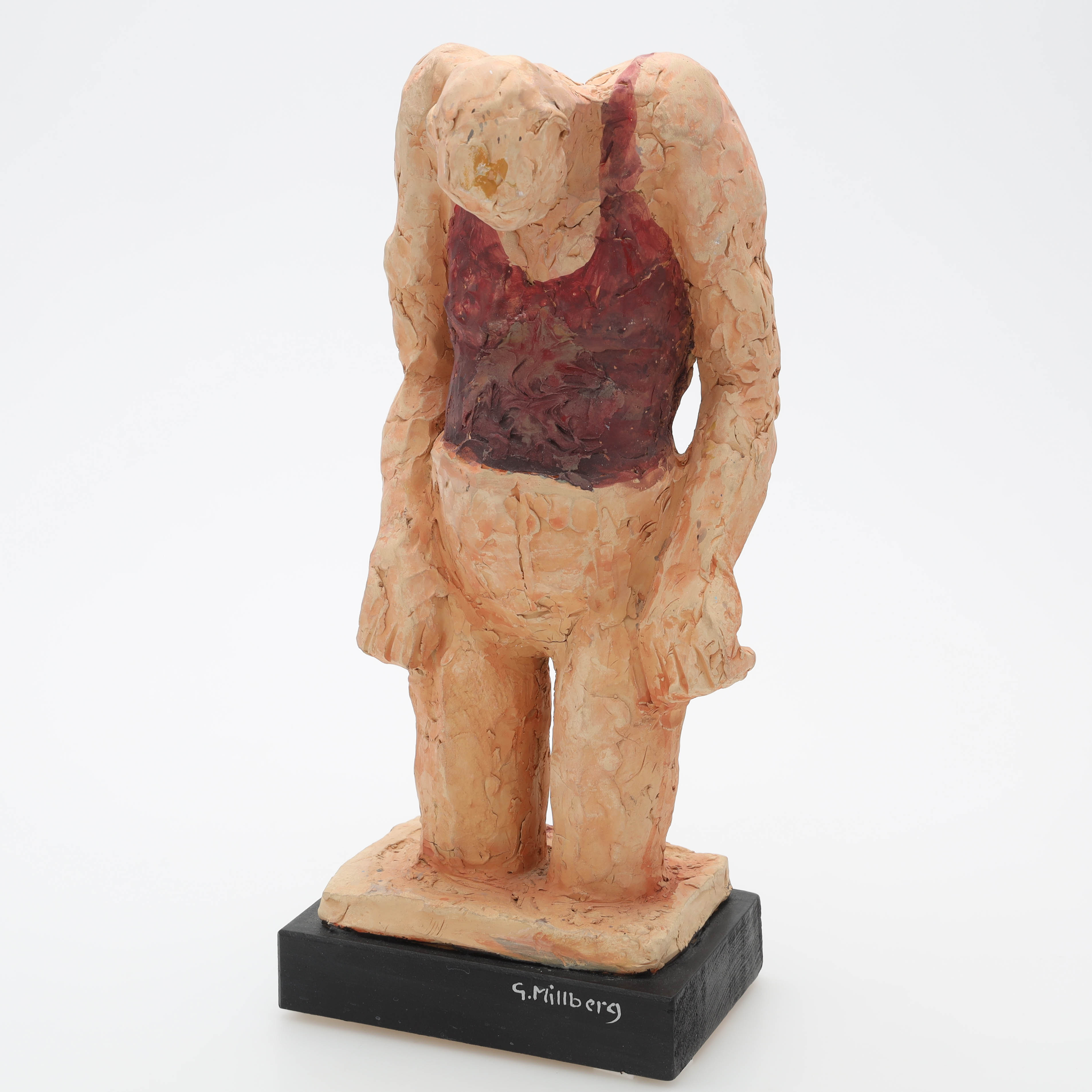 GÖSTA MILLBERG. skulptur, "Resignerad", lergods, signerad G Millberg.