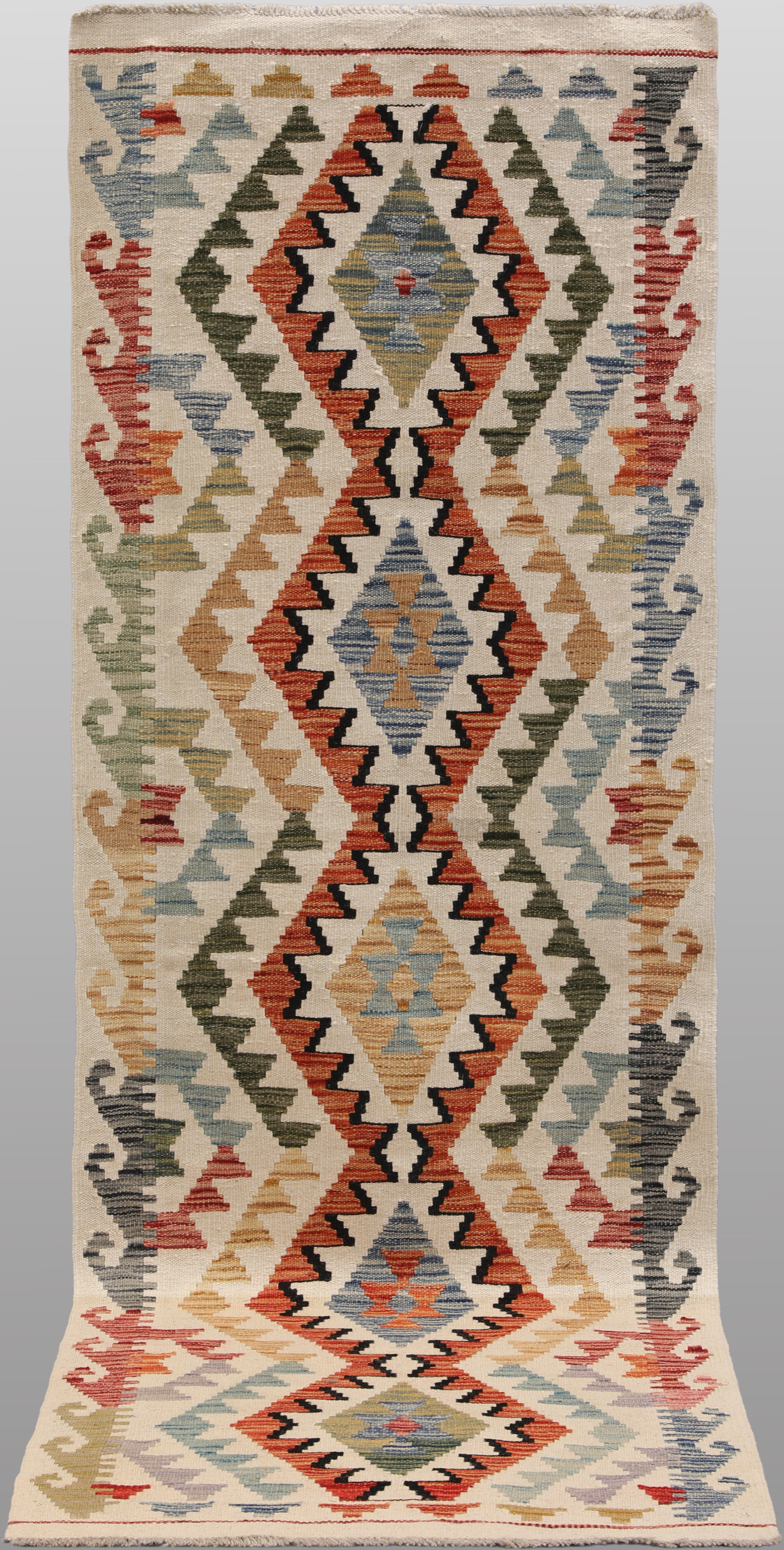 ORIENTMATTA, kelim, handvävd, klassisk design, gallerimodell, ca 246 x 80 cm.