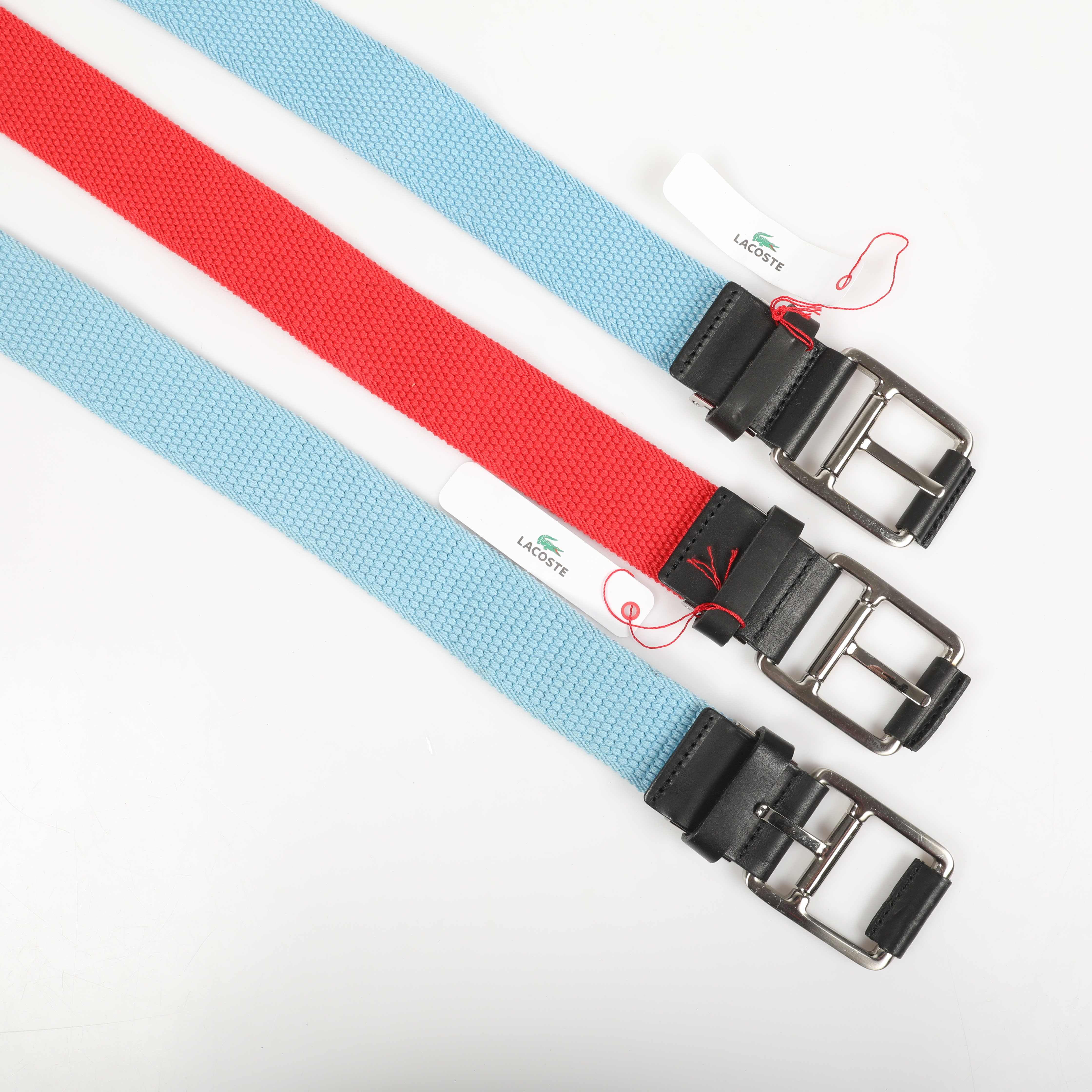 BÄLTEN, 3 stycken, textil med läderdetaljer, Lacoste.