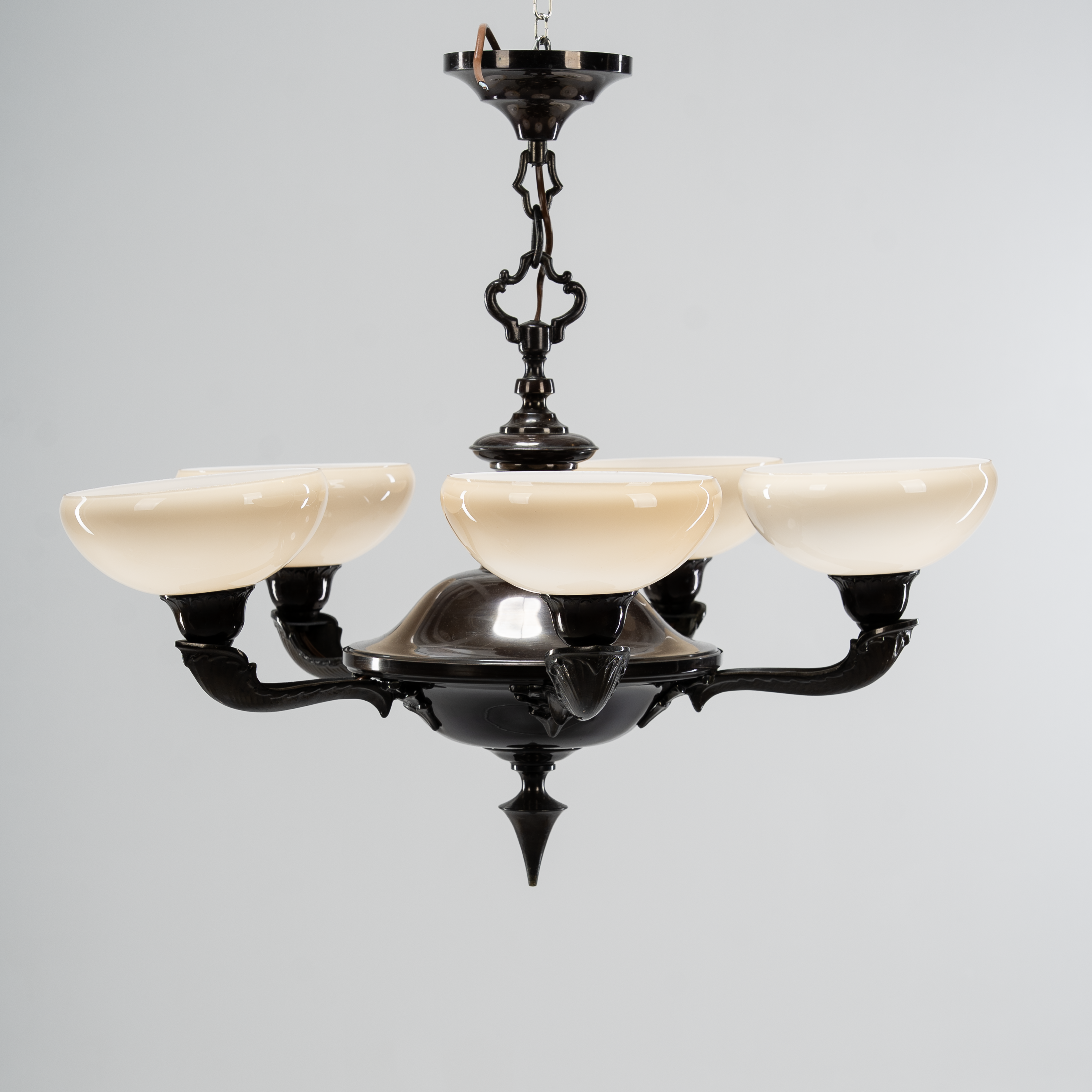 TAKLAMPA 5 ARMAD, Art deco, glas 1900tal.