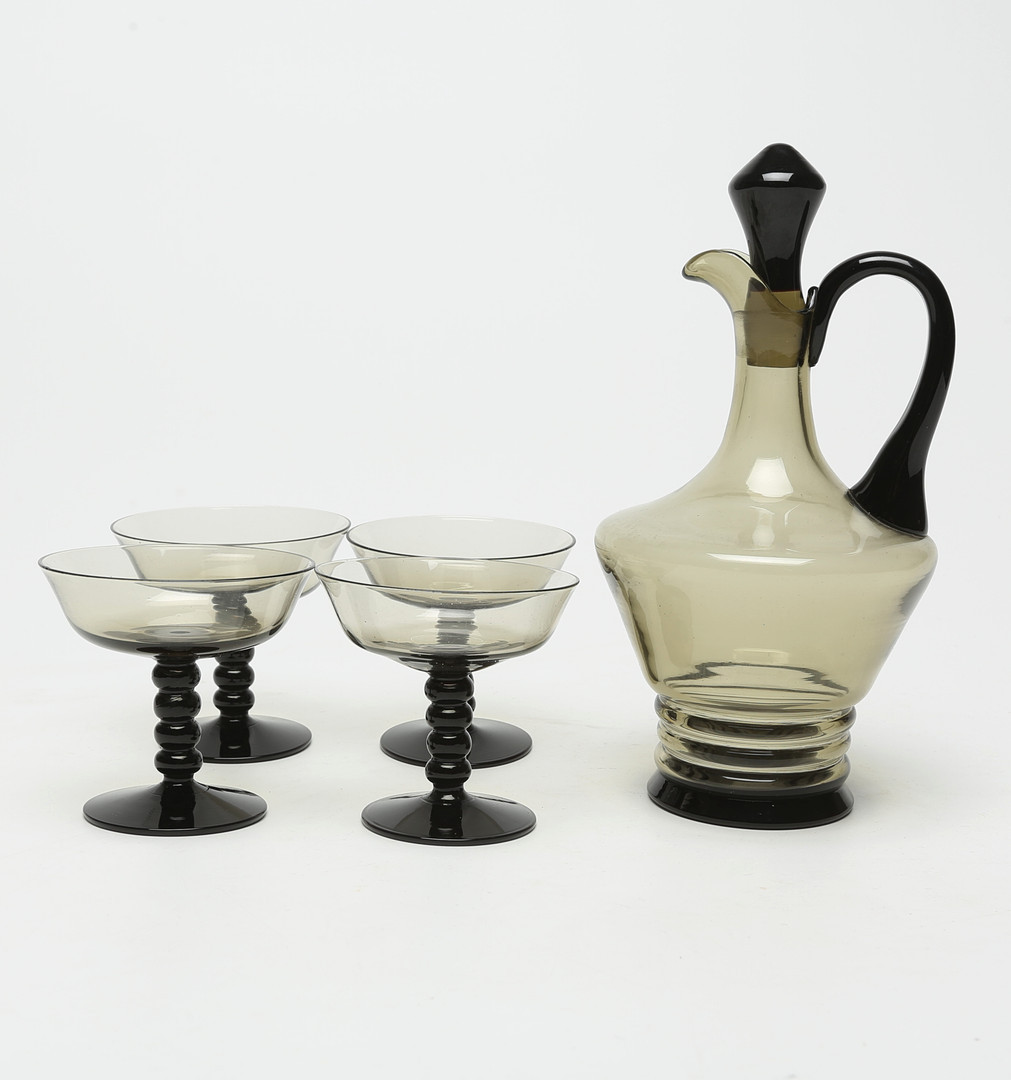 LIKÖRSERVIS, 5 delar, glas, ca 1940.