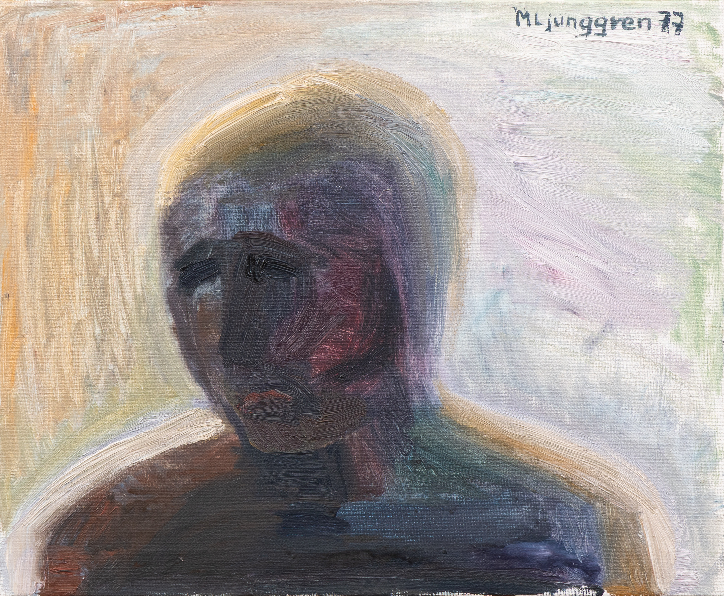 MARTIN LJUNGGREN (1930-2008). Ansikte, olja på duk, signerad och daterad -77.
