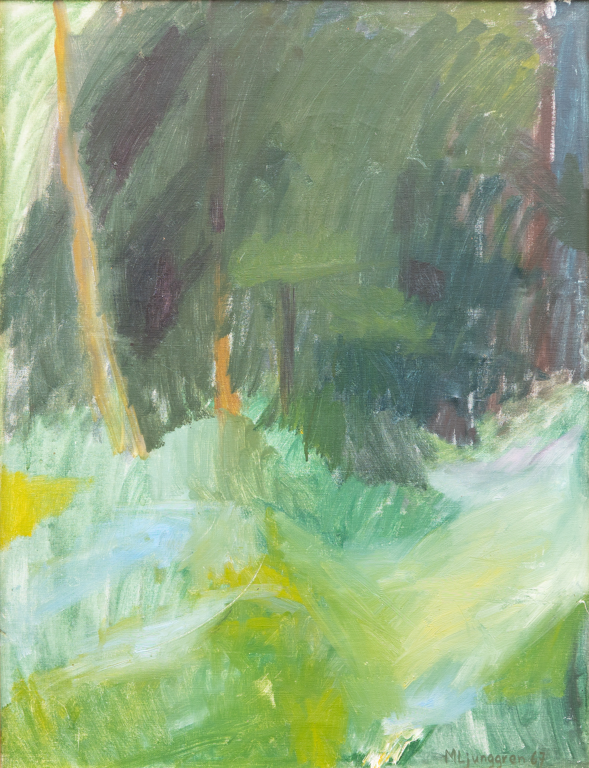 MARTIN LJUNGGREN (1930-2008). "I blåbärsskogen", olja på duk, signerad.