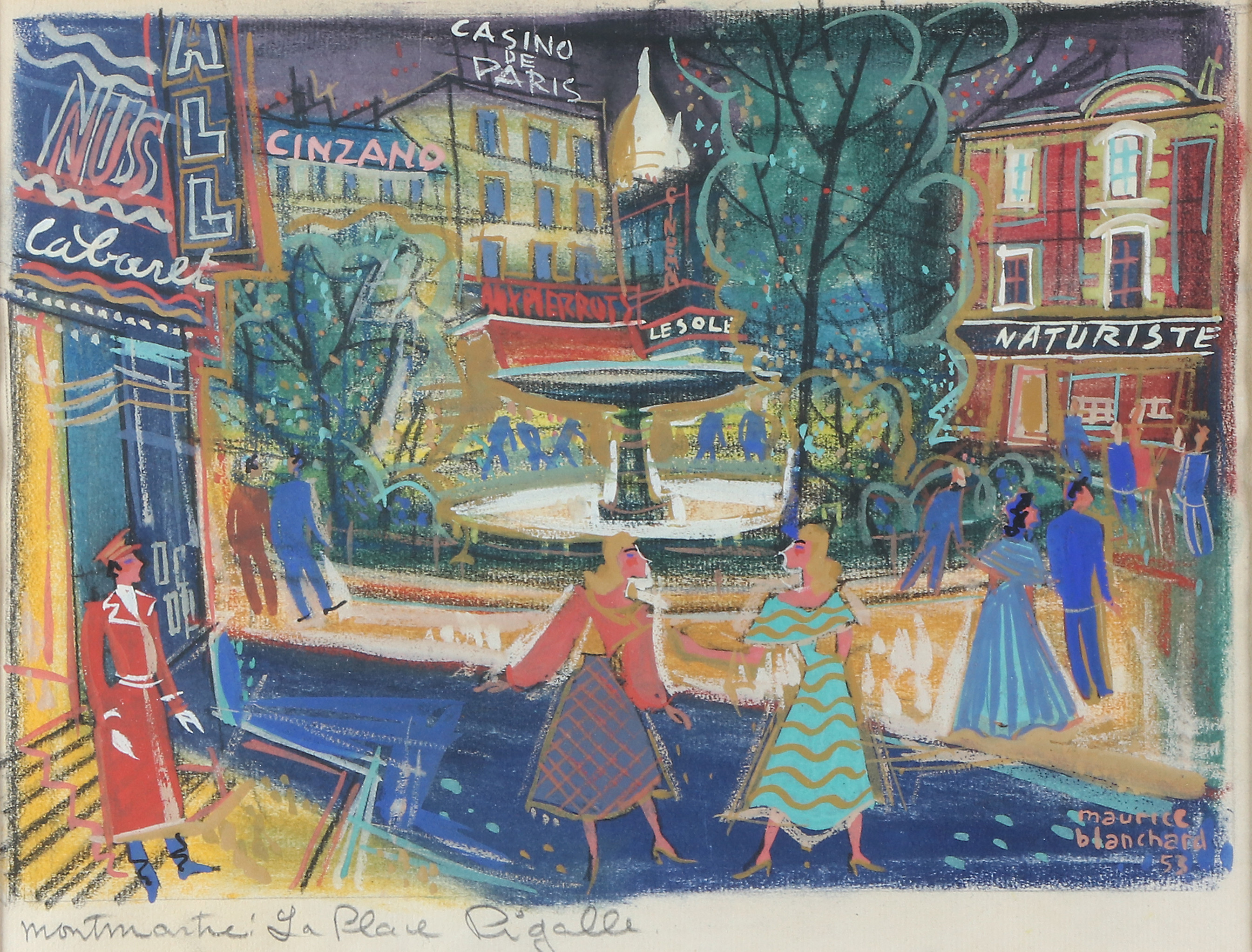 MAURICE BLANCHARD. Blandteknik. Motiv från Montmartre. Signerad.