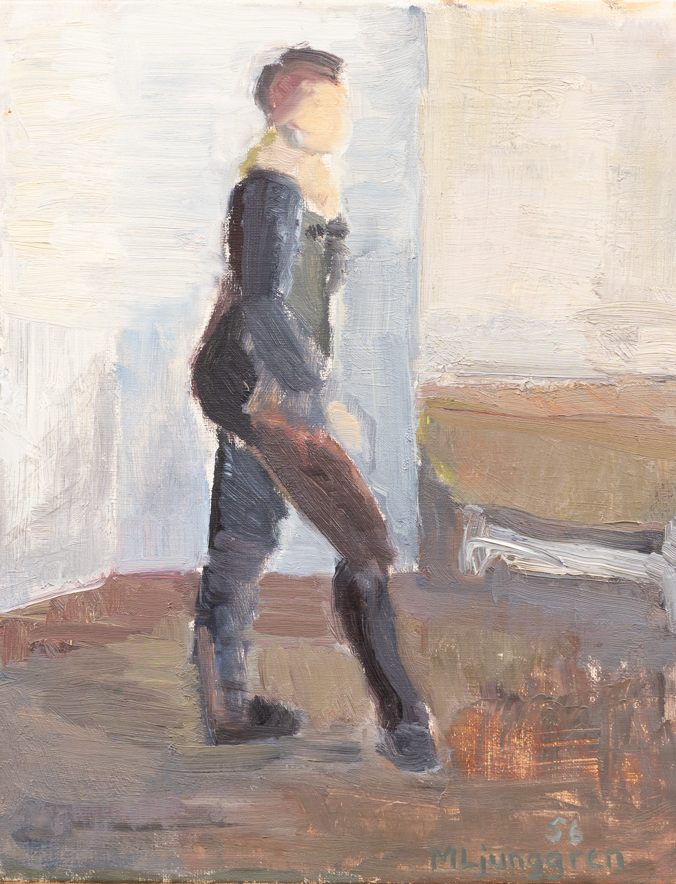 MARTIN LJUNGGREN (1930-2008). Dansande modell, olja på duk, signerad.