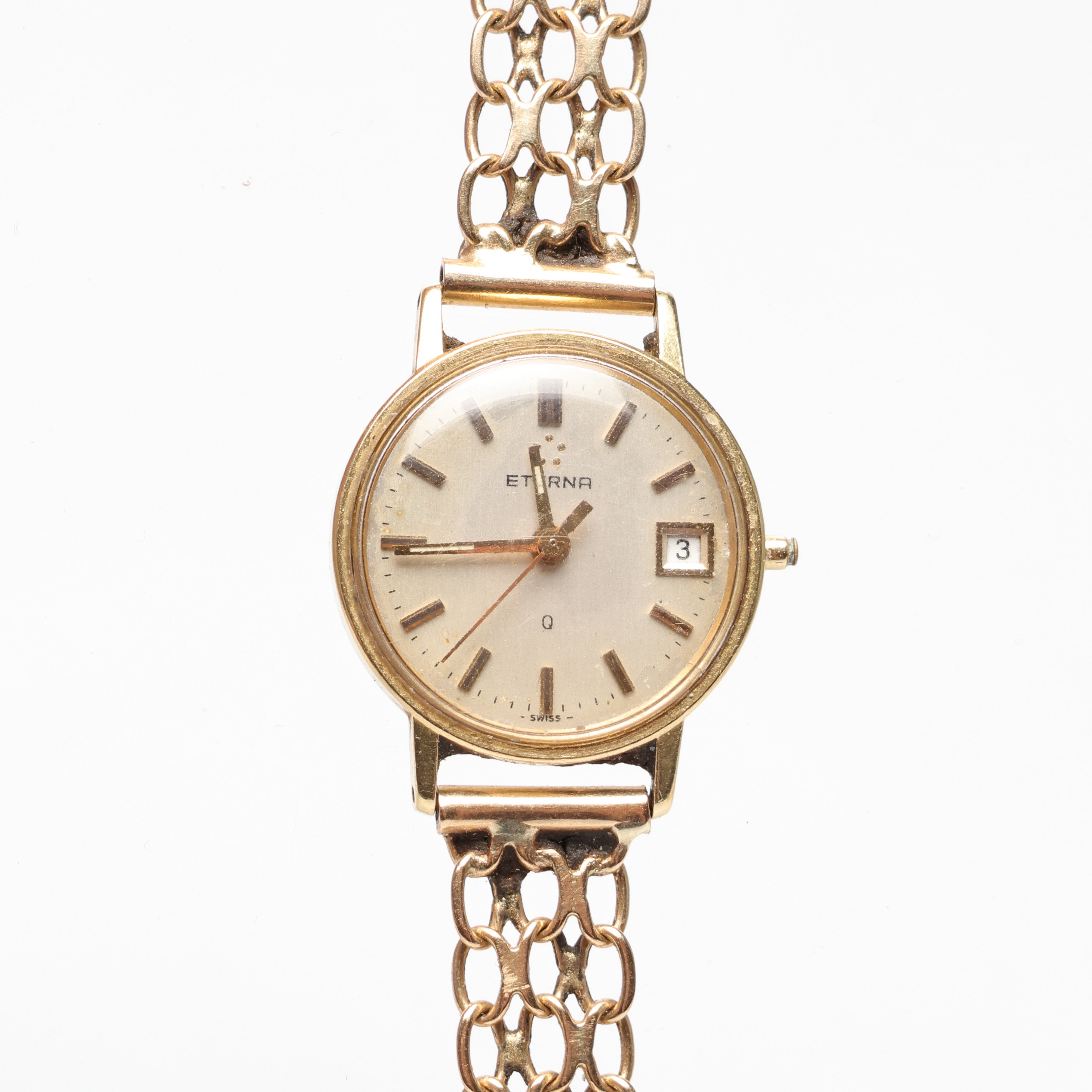 ARMBANDSUR, guld, 18k, eterna, total vikt ca 22 gram.