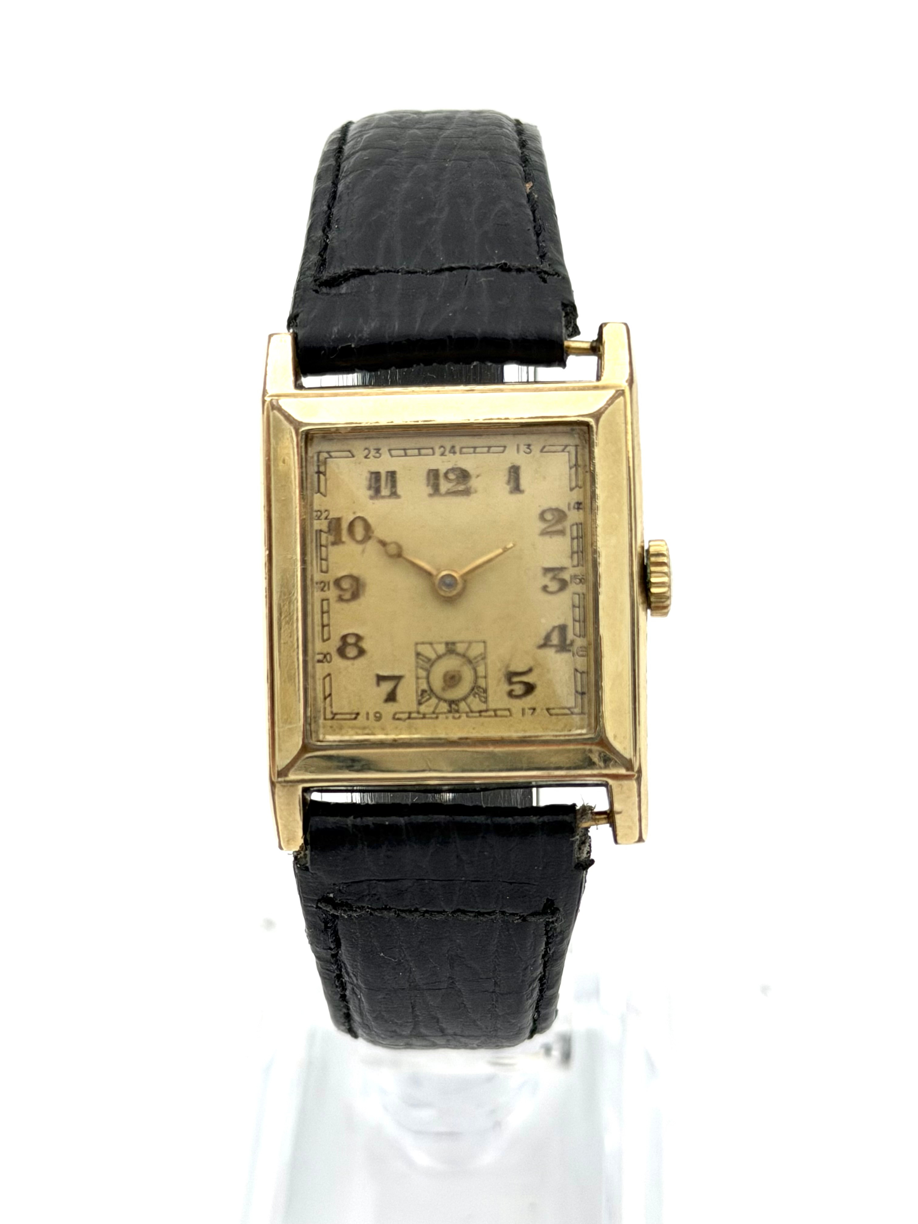 ARMBANDSUR, 1920/30-tal, art deco, manuell, gulddouble.