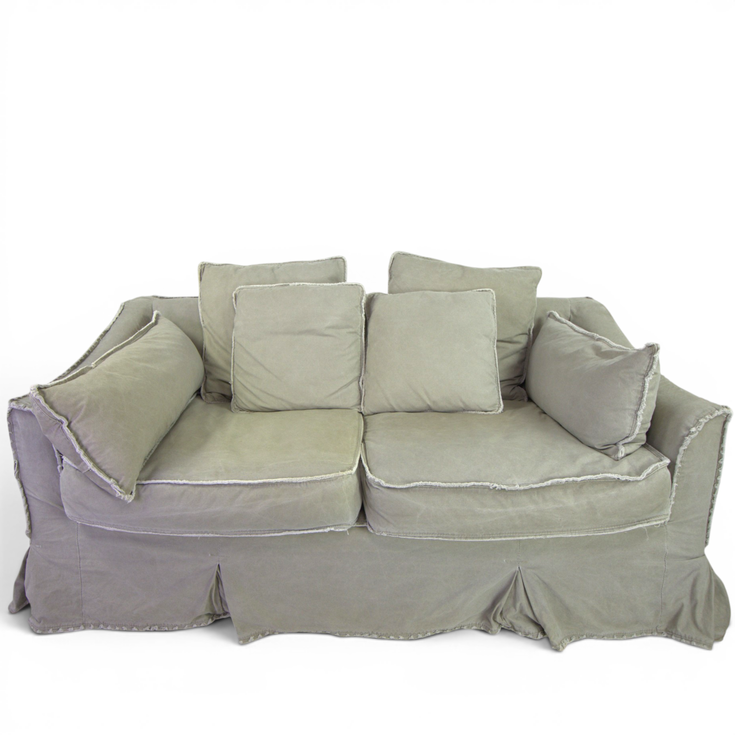 SOFFA, 2-sits, fjäderfyllda lösa sitt-, rygg-& soffkuddar, avtagbar bomullsklädsel, nutida.