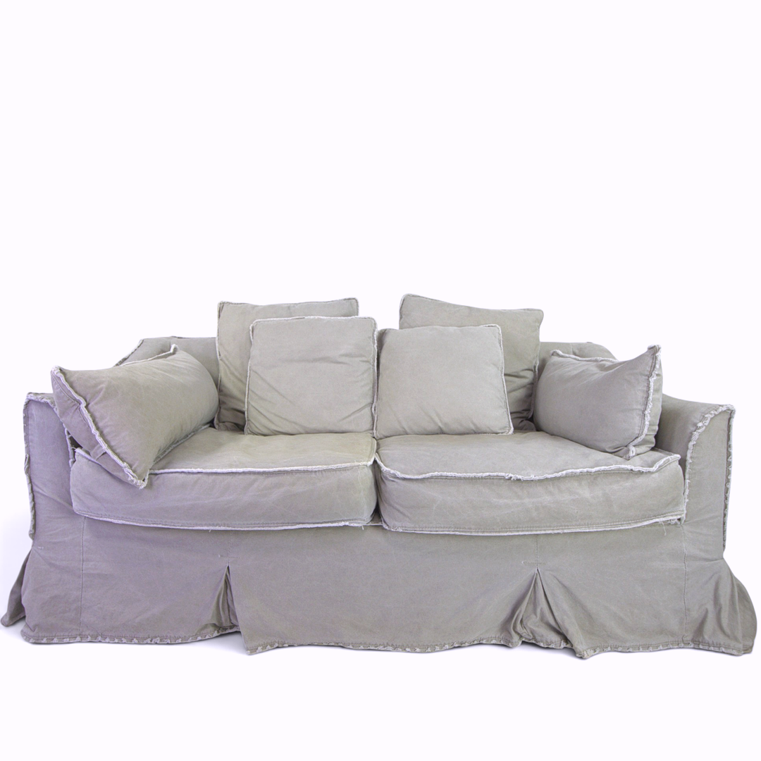 SOFFA, 2-sits, fjäderfyllda lösa sitt-, rygg-& soffkuddar, avtagbar bomullsklädsel, nutida.
