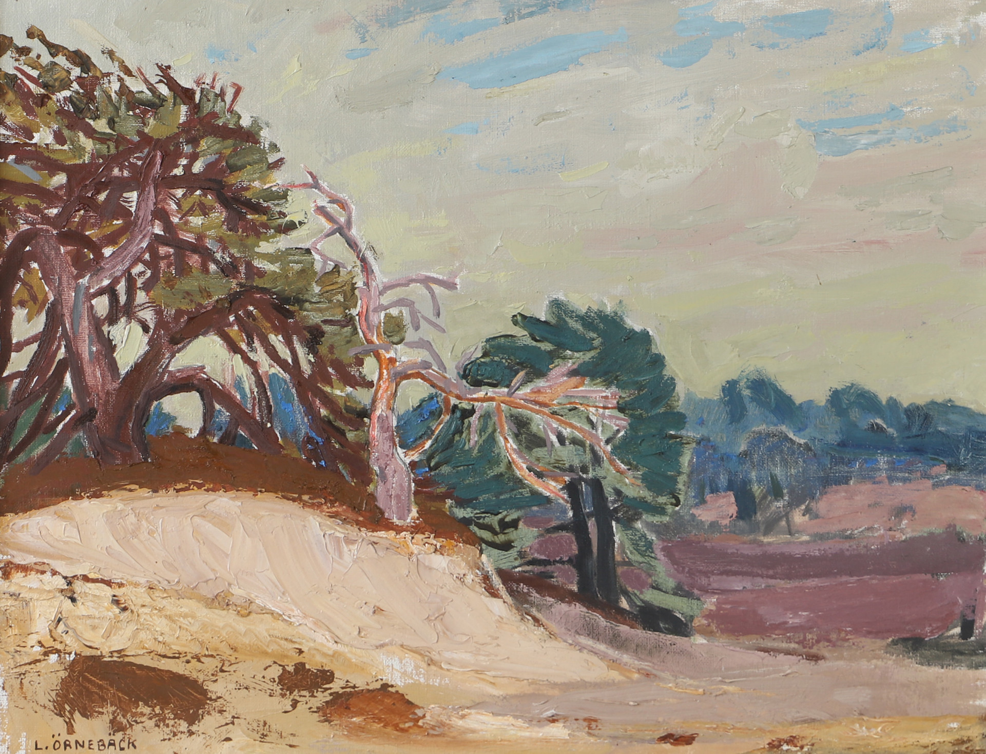 LENNART ÖRNEBÄCK. Landskap, olja på duk, signerad L. Örnebäck.
