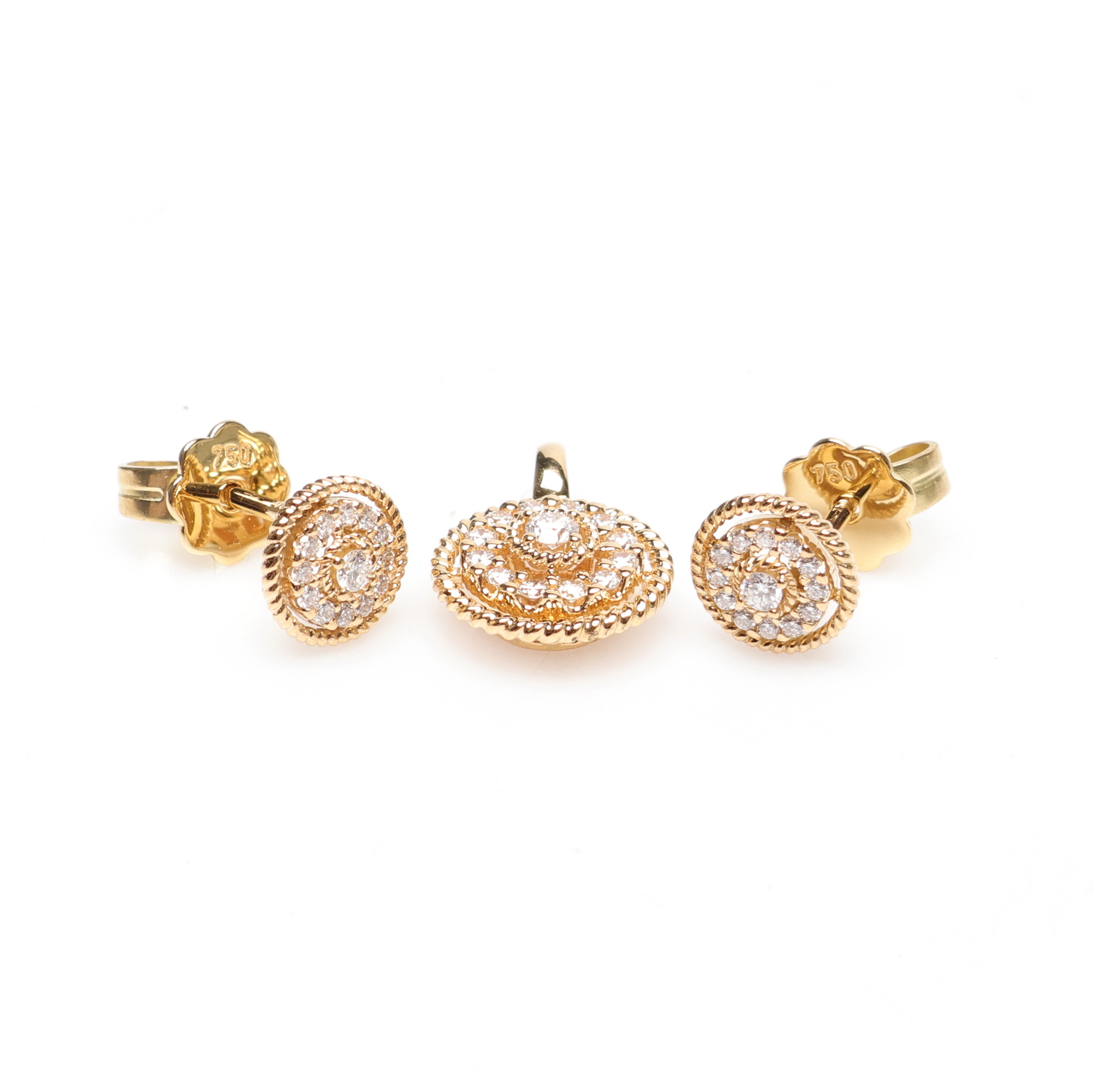 HÄNGE samt Ett par ÖRHÄNGEN, 18K, Guld, Diamanter, vikt cirka 3,2 gram.
