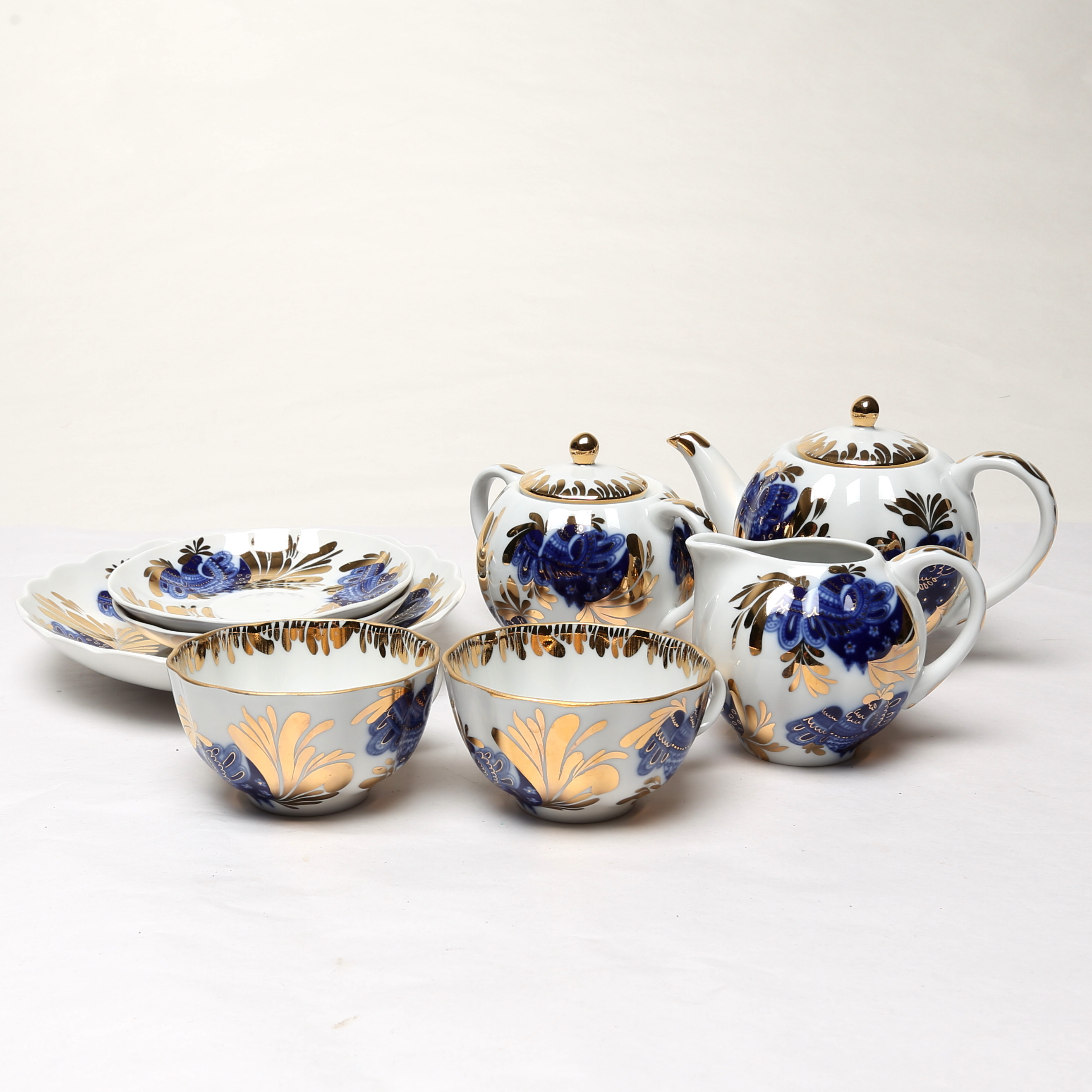 SERVISDELAR, 6 st, porslin, Lomonosov, Ryssland.