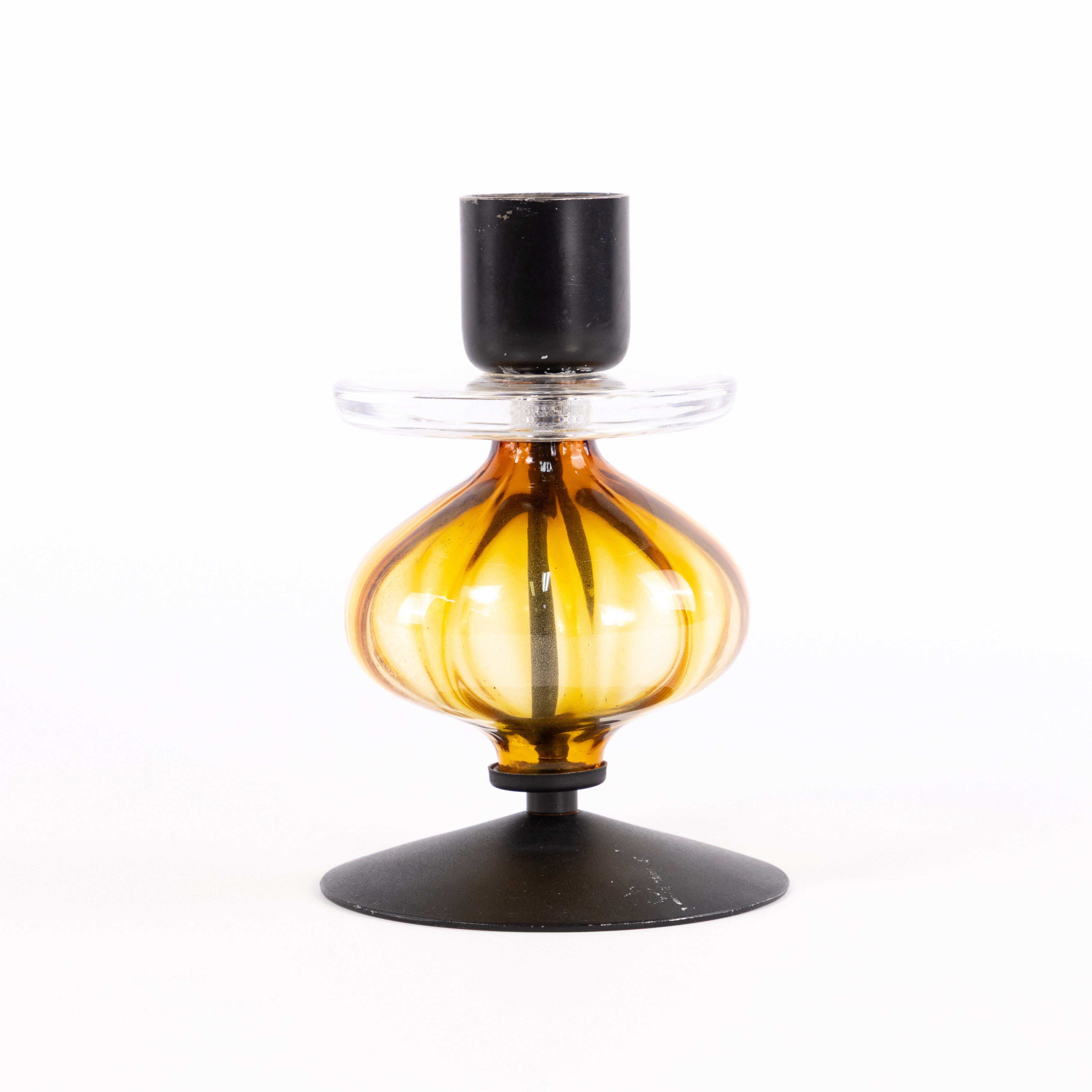 ERIK HÖGLUND. Ljusstake, glas/smide, Boda.