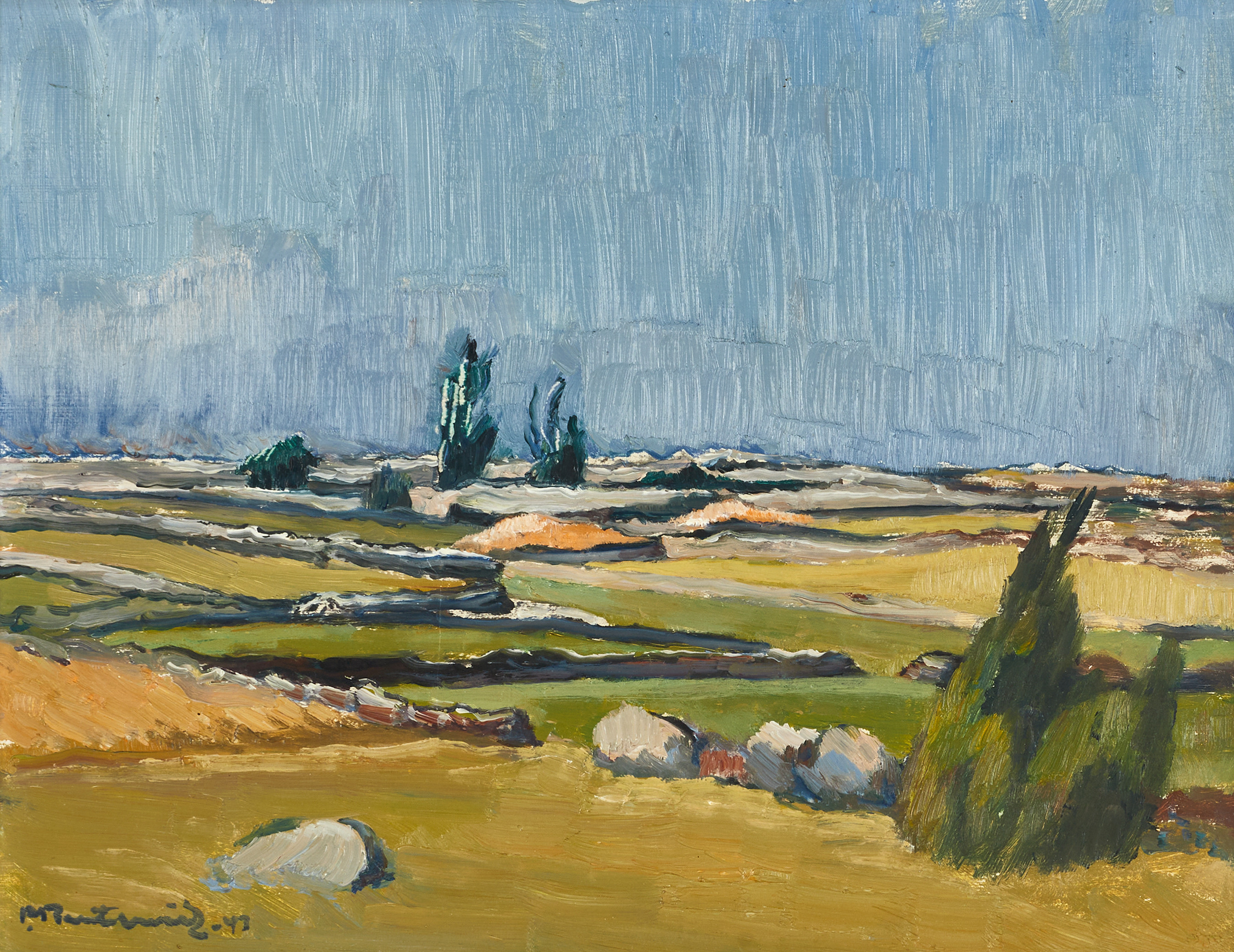 PATRIK REUTERSVÄRD (1886–1971), "Landskap, Öland II", signerad och daterad-43, olja på pannå.