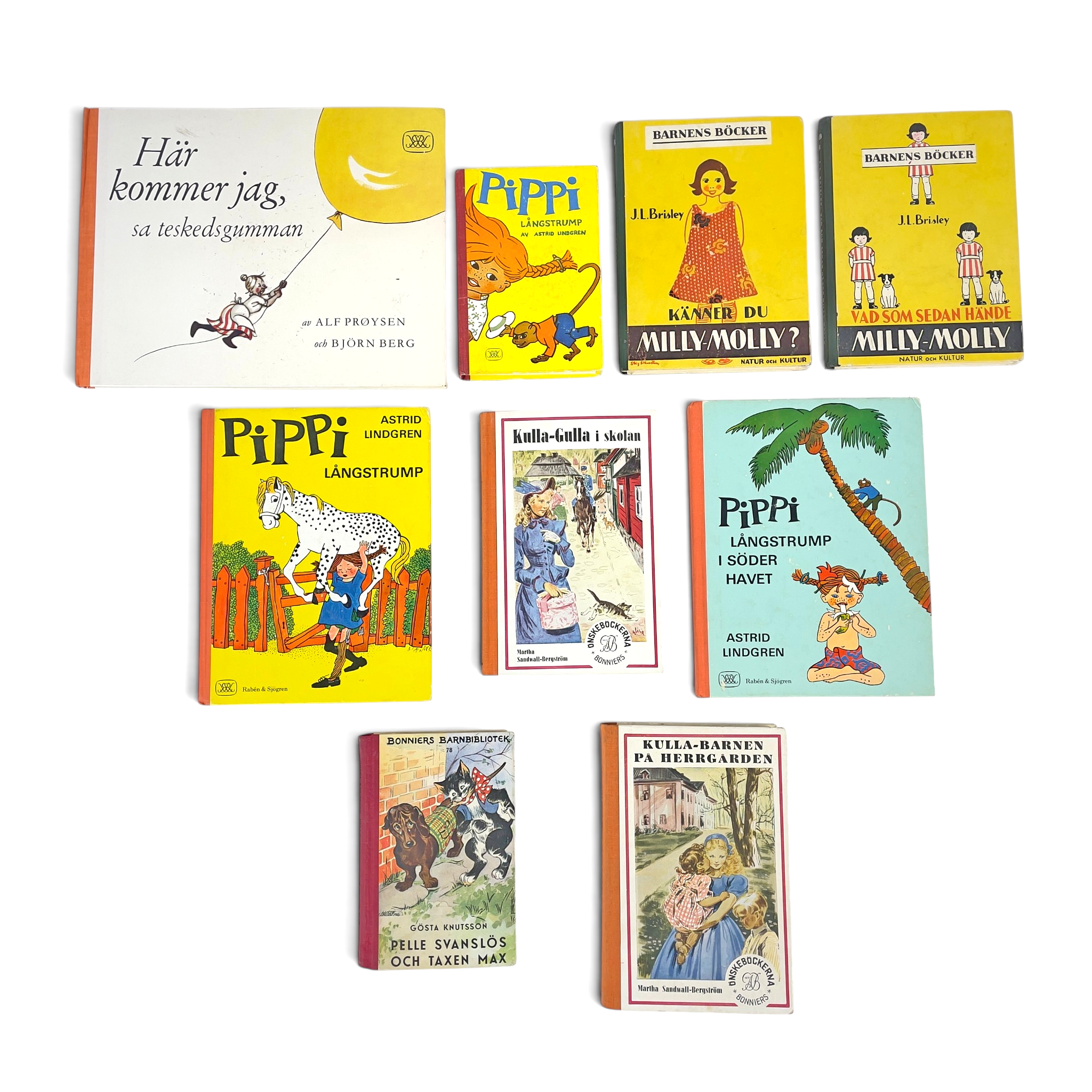 PARTI BARNBÖCKER, 9 st, bl a Astrid Lindgren och Alf Prøysen.