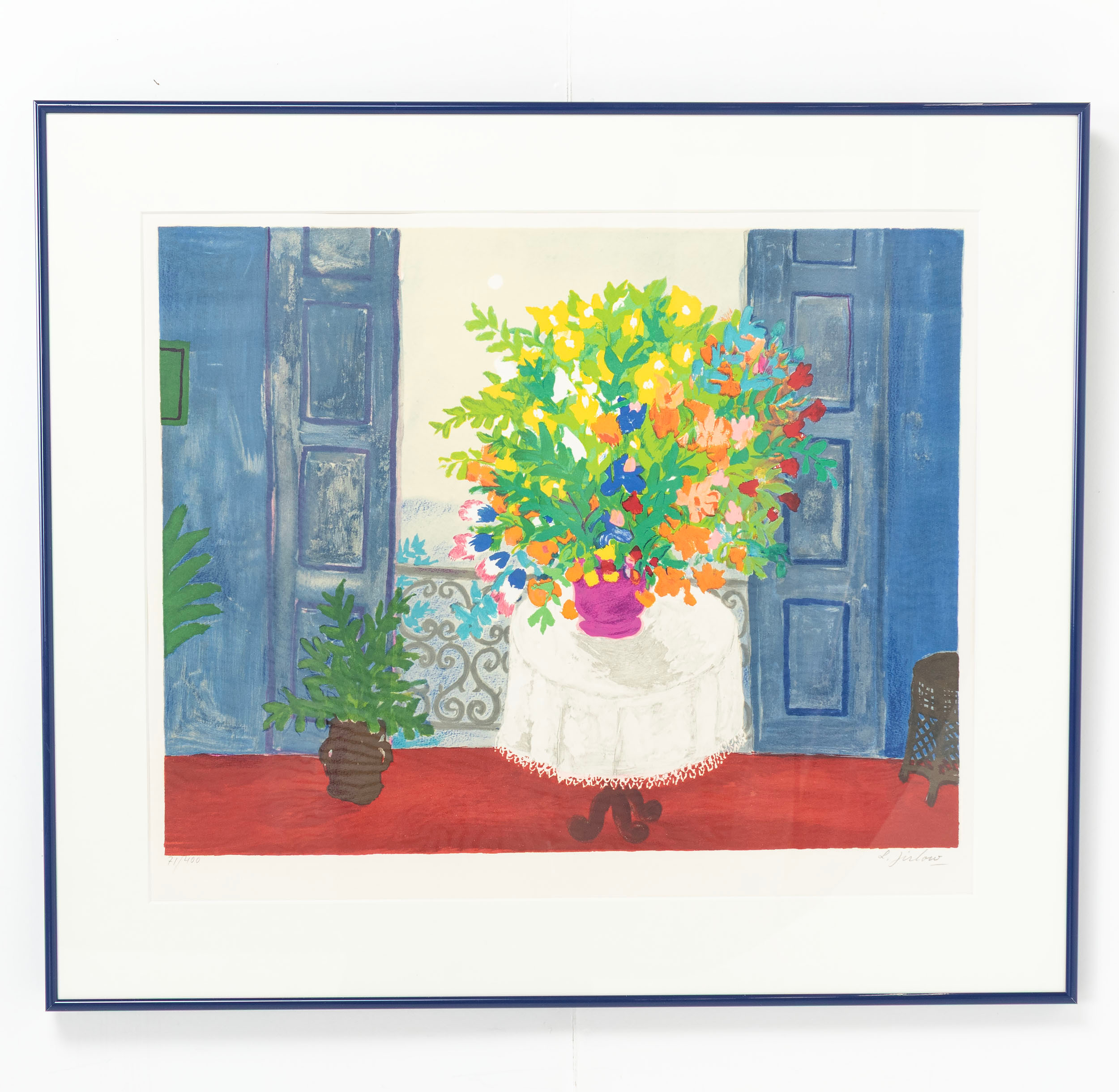 LENNART JIRLOW. LITOGRAFI, "Fönstret med blombukett", numrerad 71/400, signerad L.Jirlow.