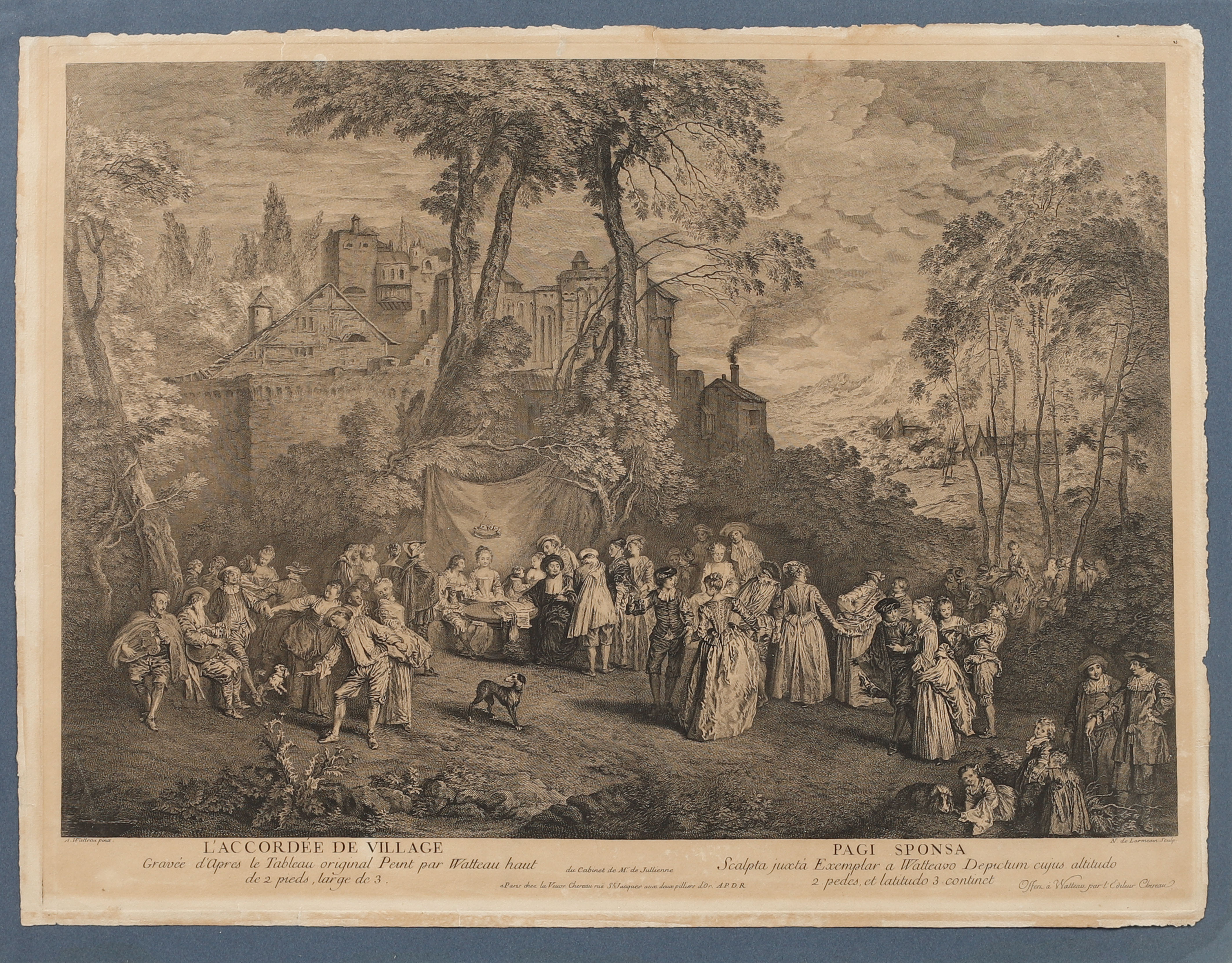 ANTONIE WATTEAU. EFTER. Grafiskt blad, "Láccordee De Village".