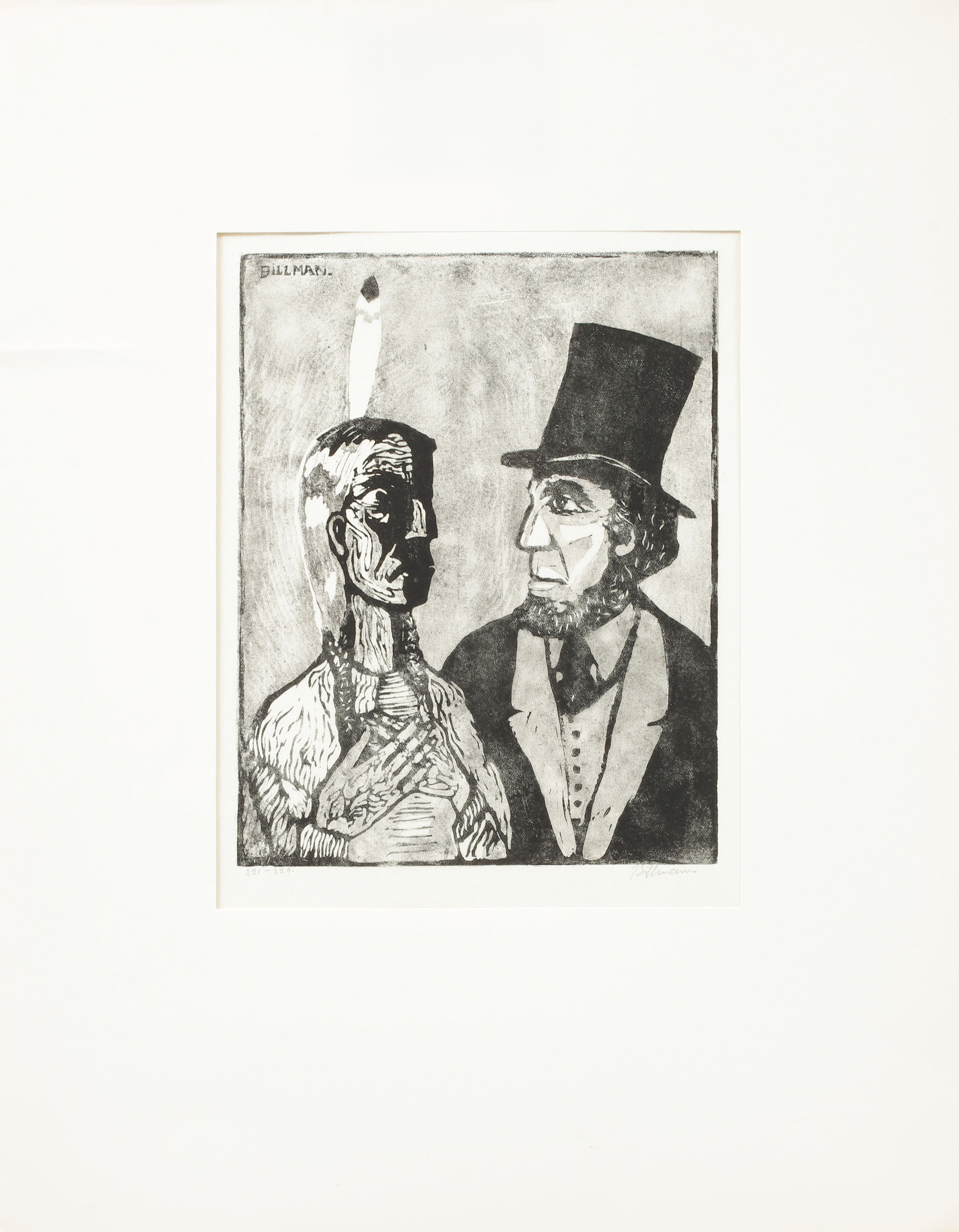 TORSTEN BILLMAN. "Indian som klagar för Lincoln", grisailleträsnitt, signerad och numrerad 221-230.
