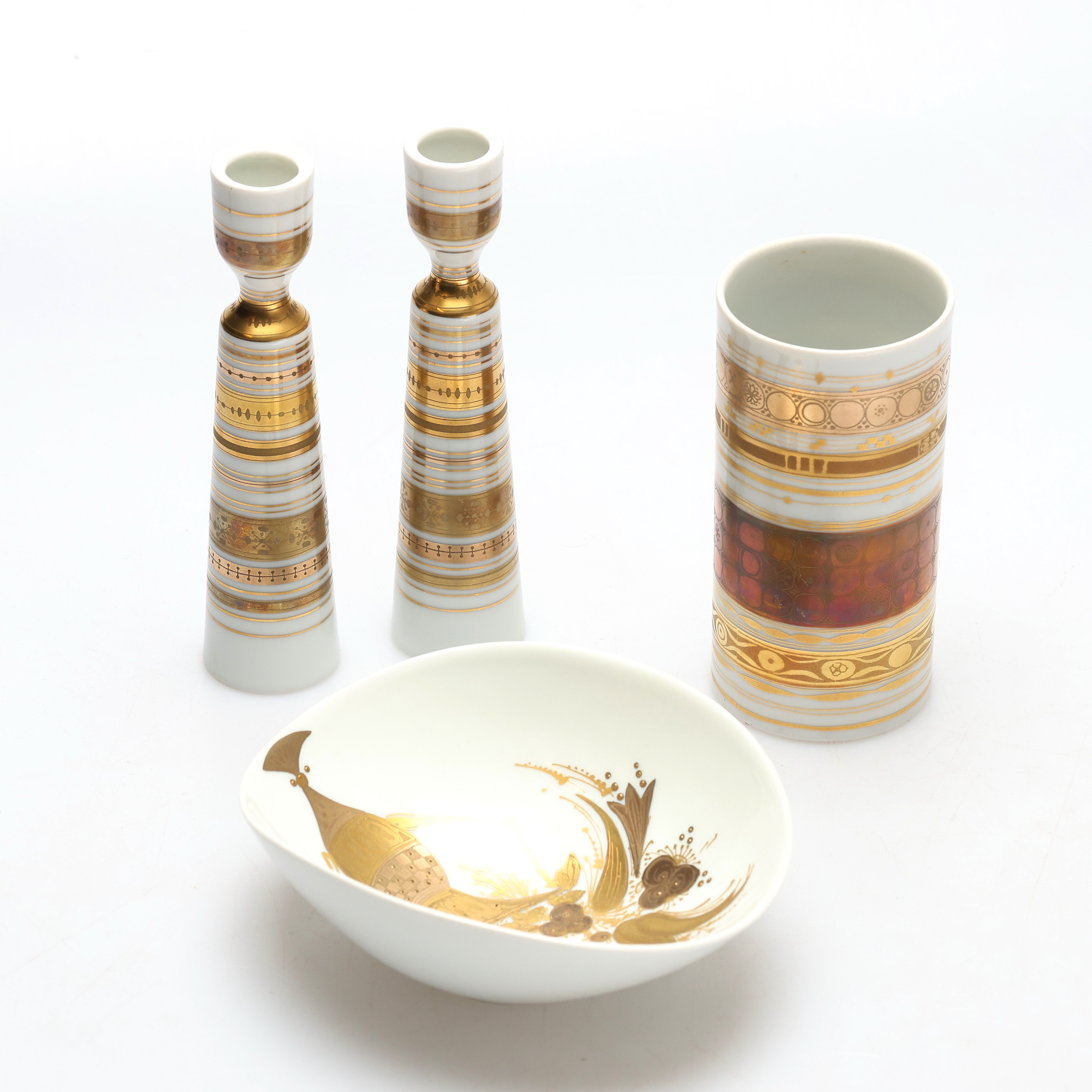 BJÖRN WIINBLAD. Porslins, 4 delar, "Quatre Couleurs", Rosenthal, Tyskland.