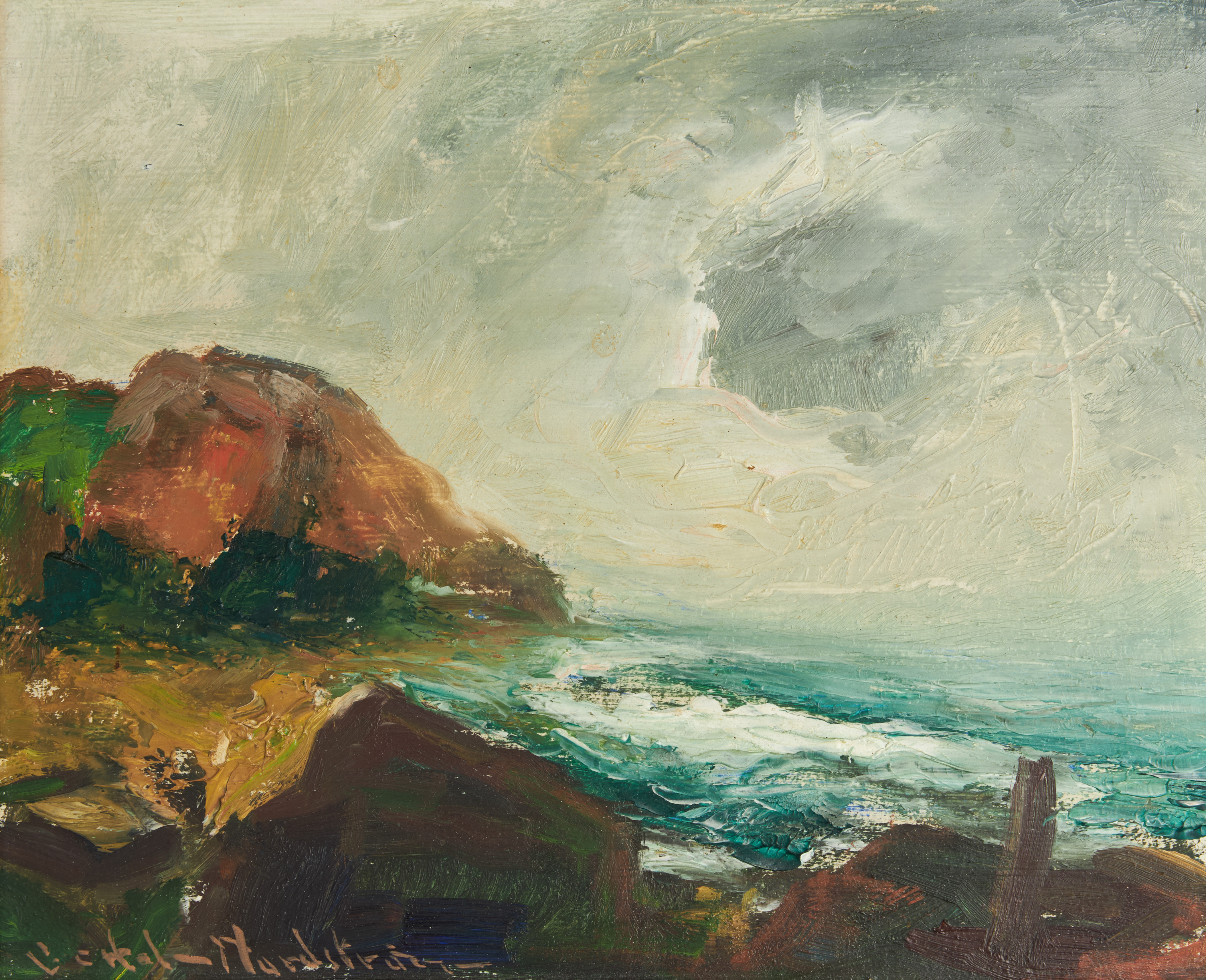 BERTEL BERTEL-NORDSTRÖM (1884-1967). Kustlandskap, signerad olja på pannå.