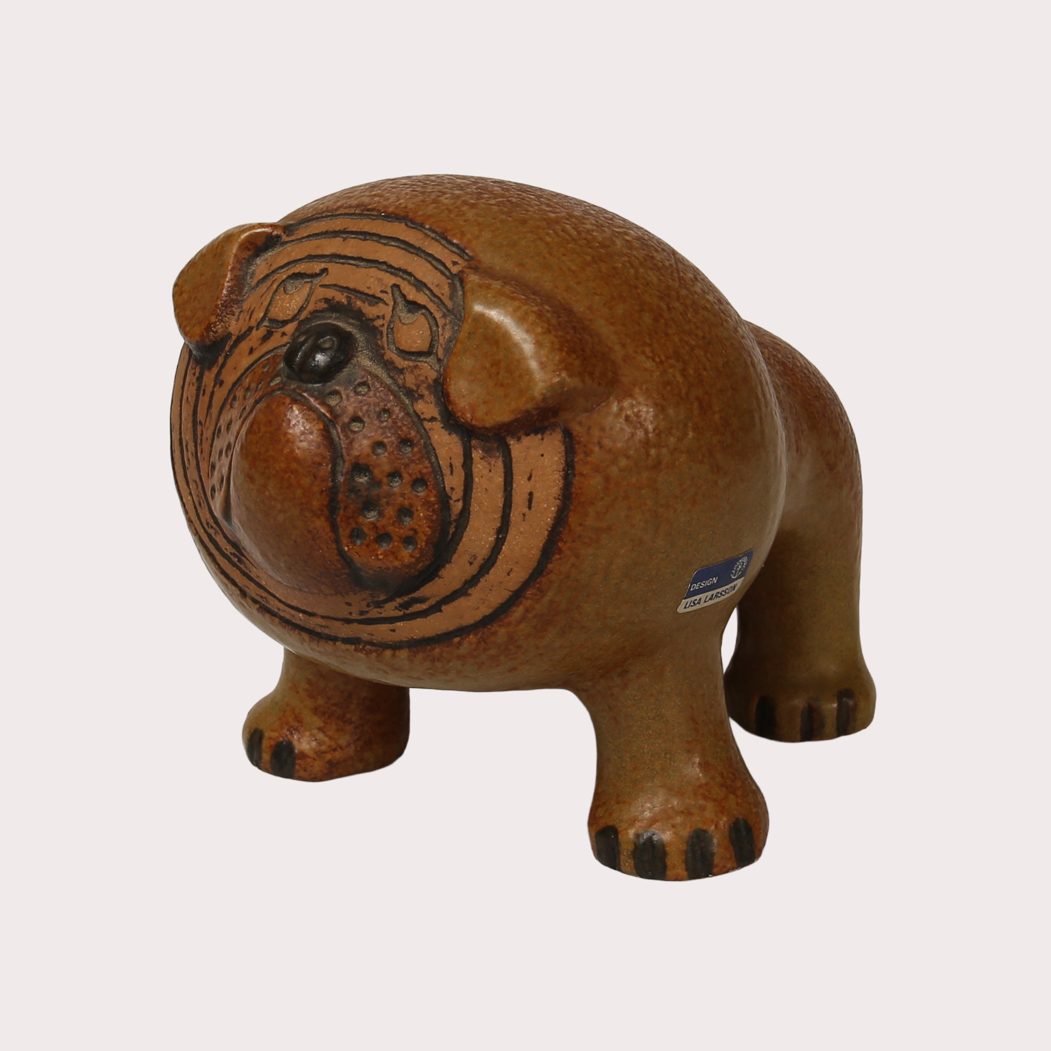 LISA LARSON. figurin, stengods, "Bulldog midi" ur serien "Kennel", Gustavsberg.
