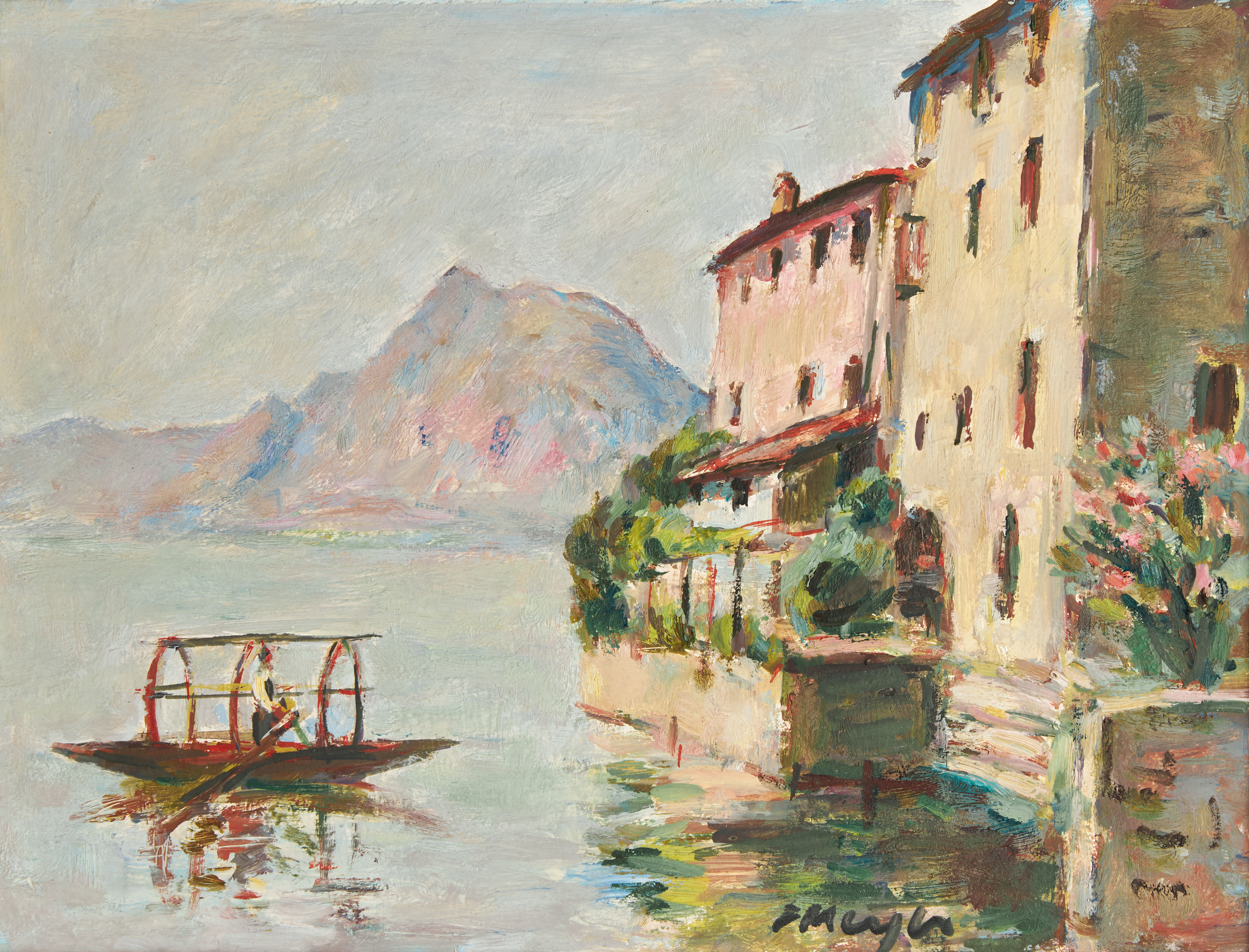 FRITZ MEIJER (SCHWEIZ, 1900-1969). Motiv från Gandria, signerad, daterad 1947 a tergo, olja på pannå.