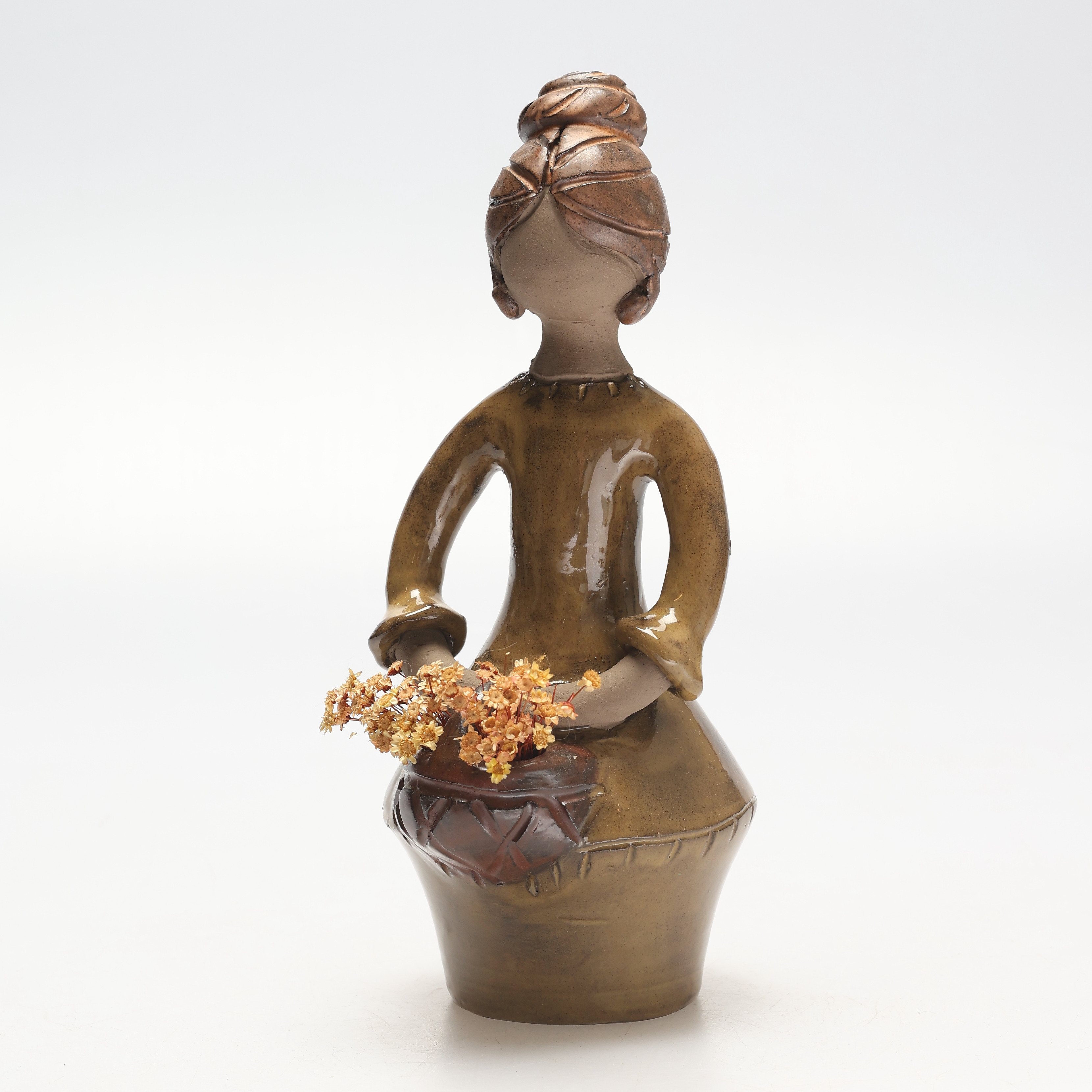FIGURIN. Blomsterflicka, keramik, Elbogen, signerad.