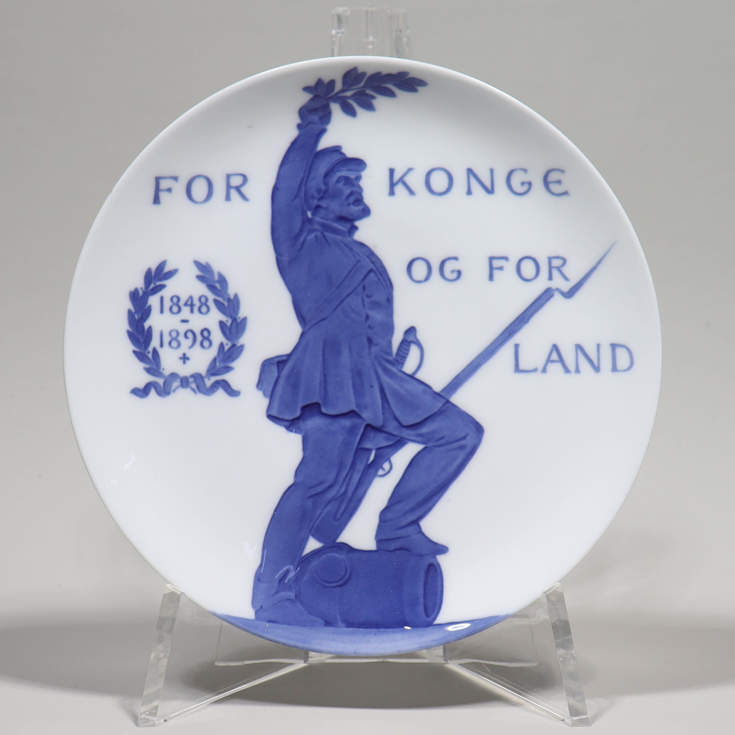 MINNESTALLRIK, Royal Copenhagen, till minne av 50-årsdagen av Schleswig-Holstein kriget, "För konge og for land" 1848-1898.