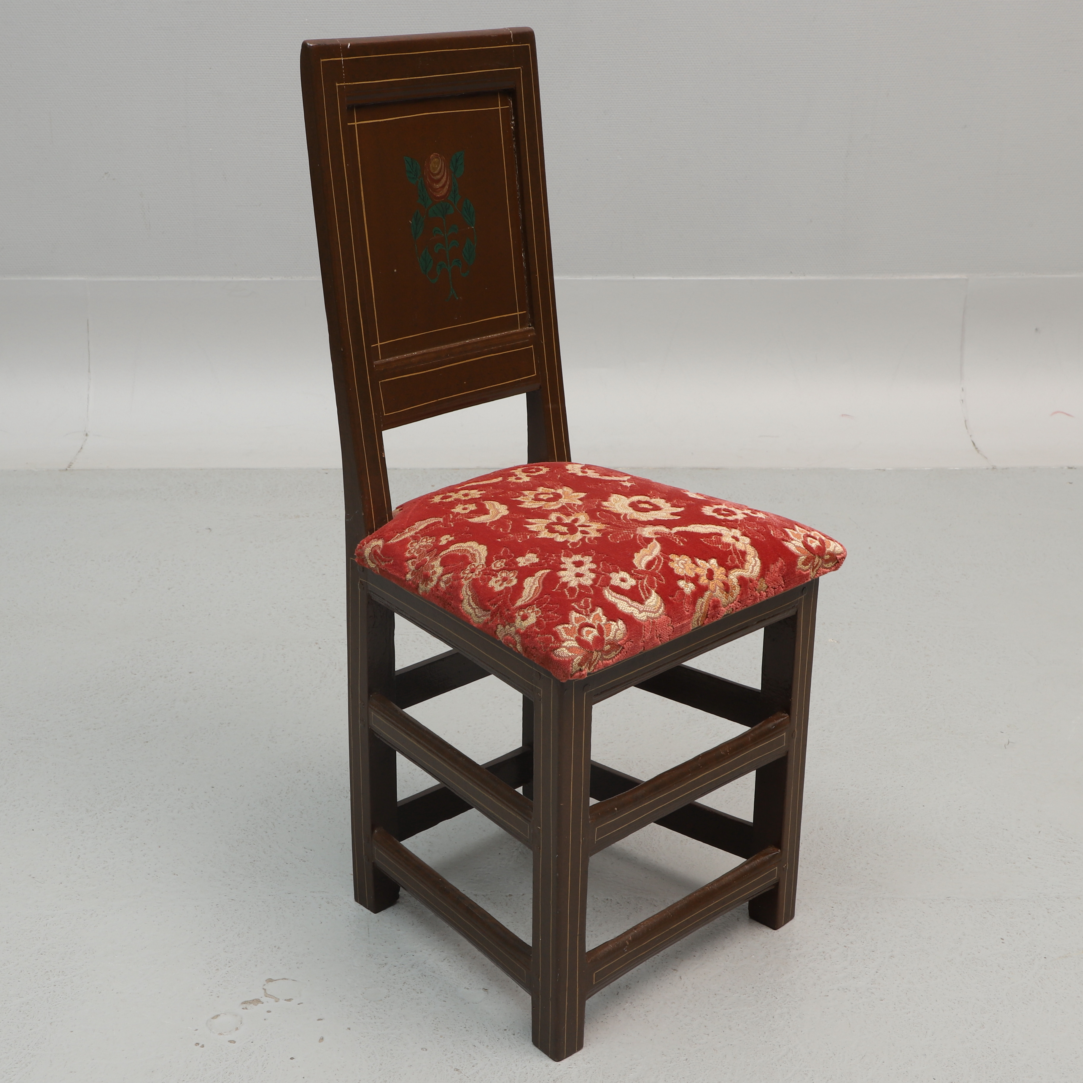 STOL, bemålat trä och textil, 1800/1900-tal.