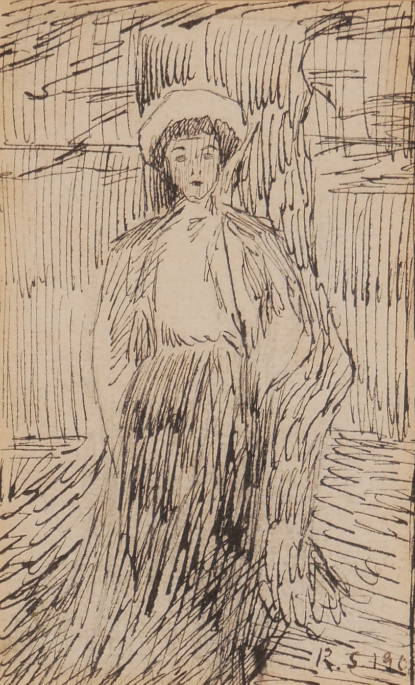 RAGNAR SWAHN. Teckning, signerad RS 1908.