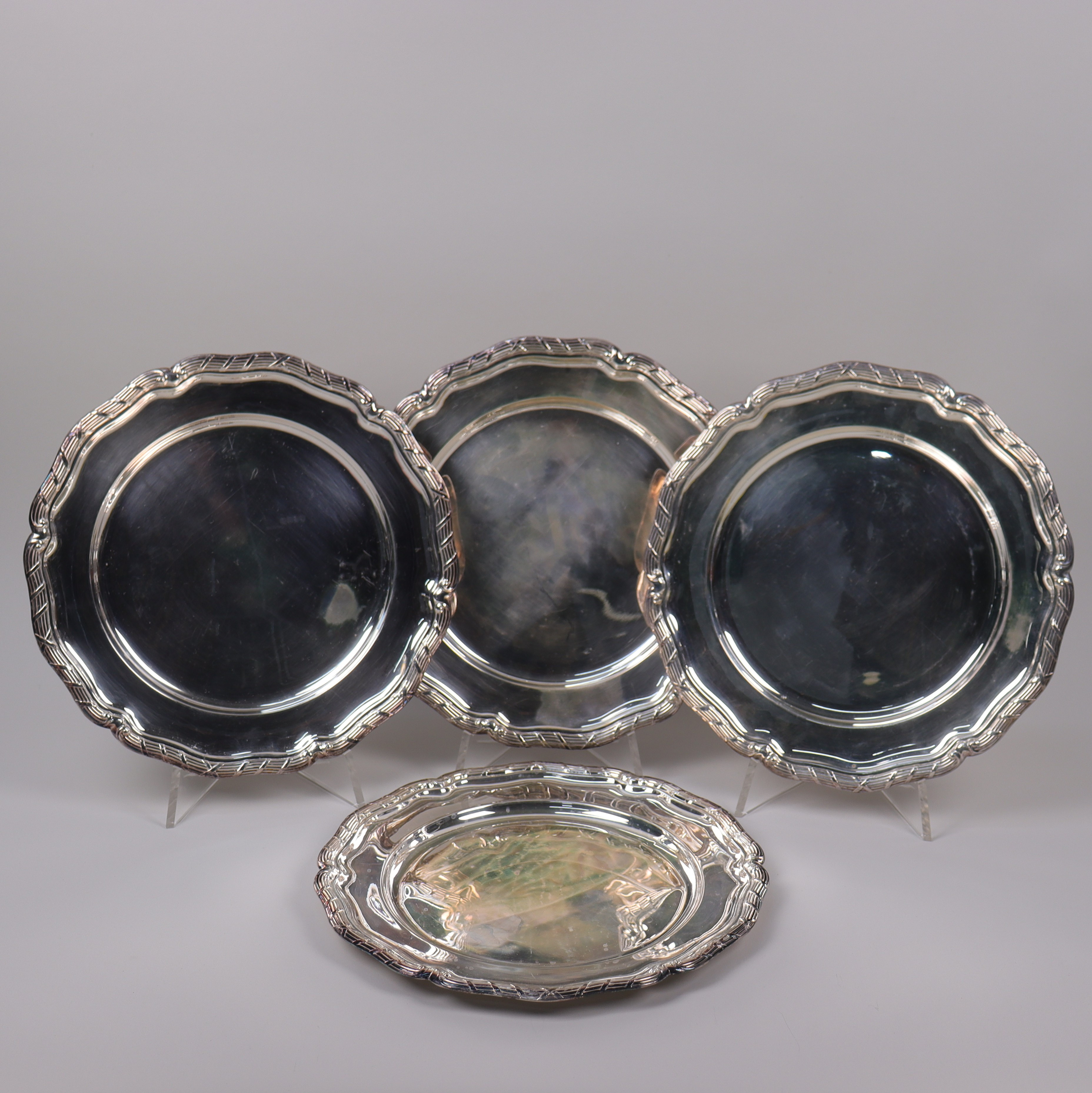KUVERTTALLRIKAR, sterling silver, rokokostil, C.G.Hallberg, Stockholm, 1900-talets andra hälft, 4 st.
