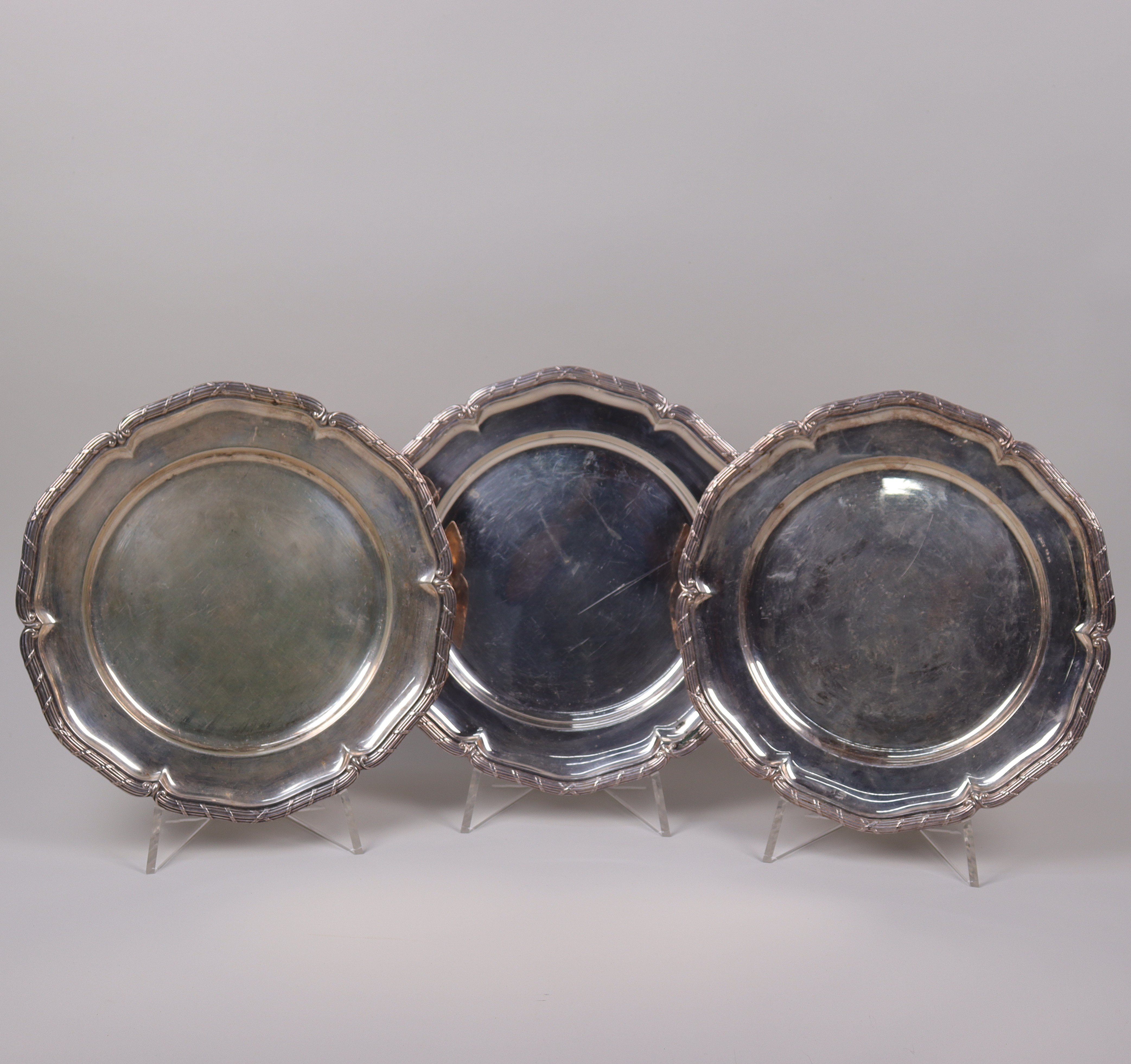 KUVERTTALLRIKAR, silver, rokokostil, G.A.B, Stockholm, 1900-talets första hälft, 3 st.