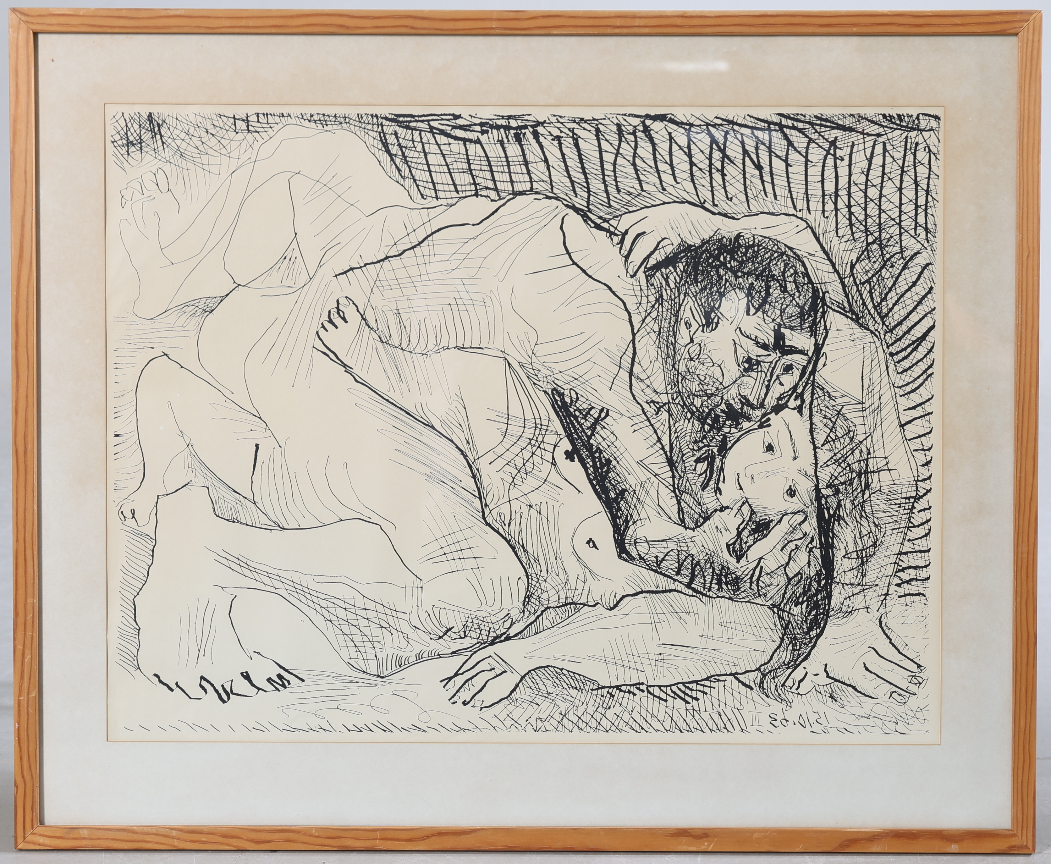 PABLO PICASSO. EFTER. "Etreinte 15.10.63 III", tryck, daterad i trycket.