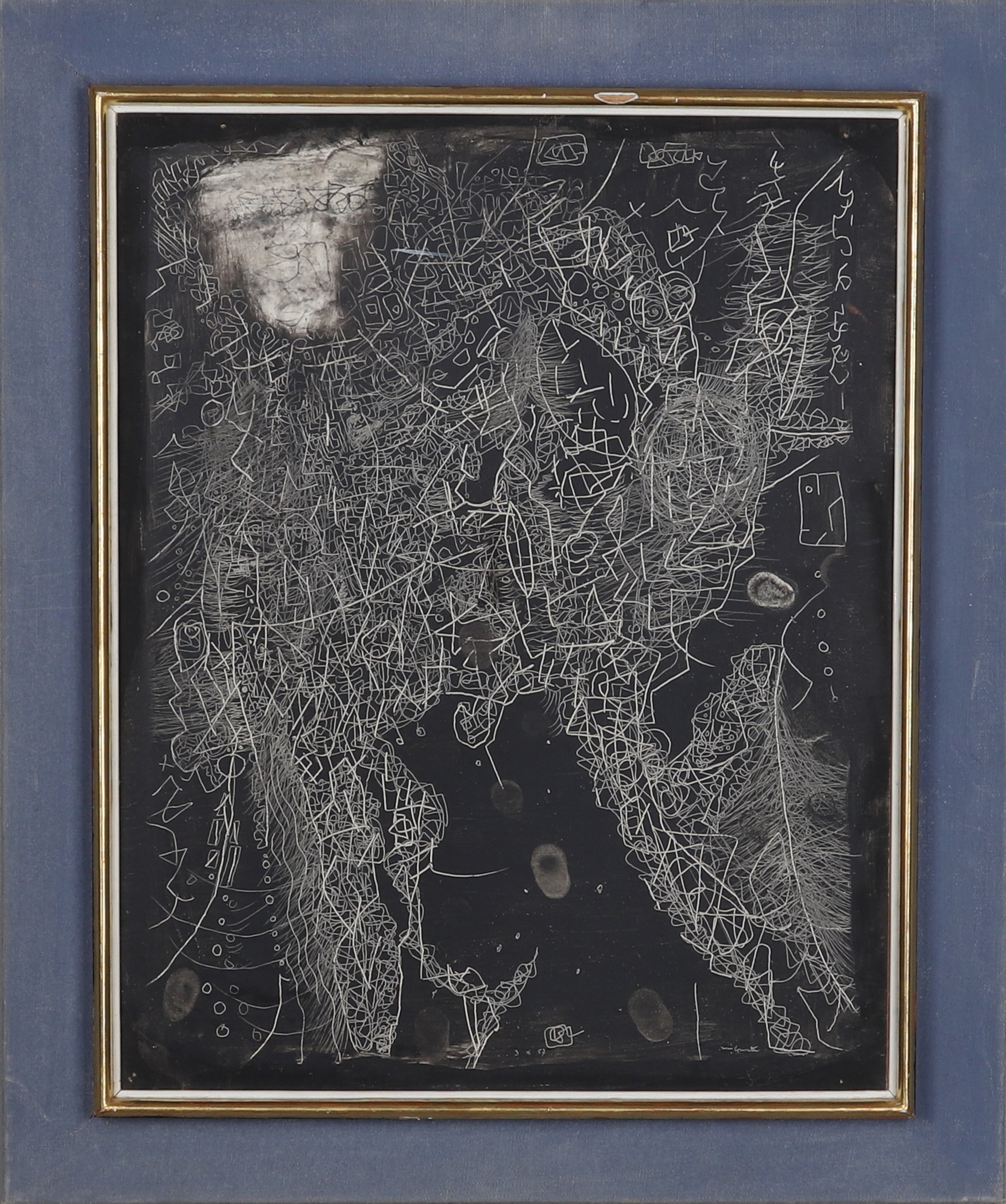 RENÉ GUIETTE (BELGIEN 1893-1976). Blandteknik, abstrakt motiv, signerad.