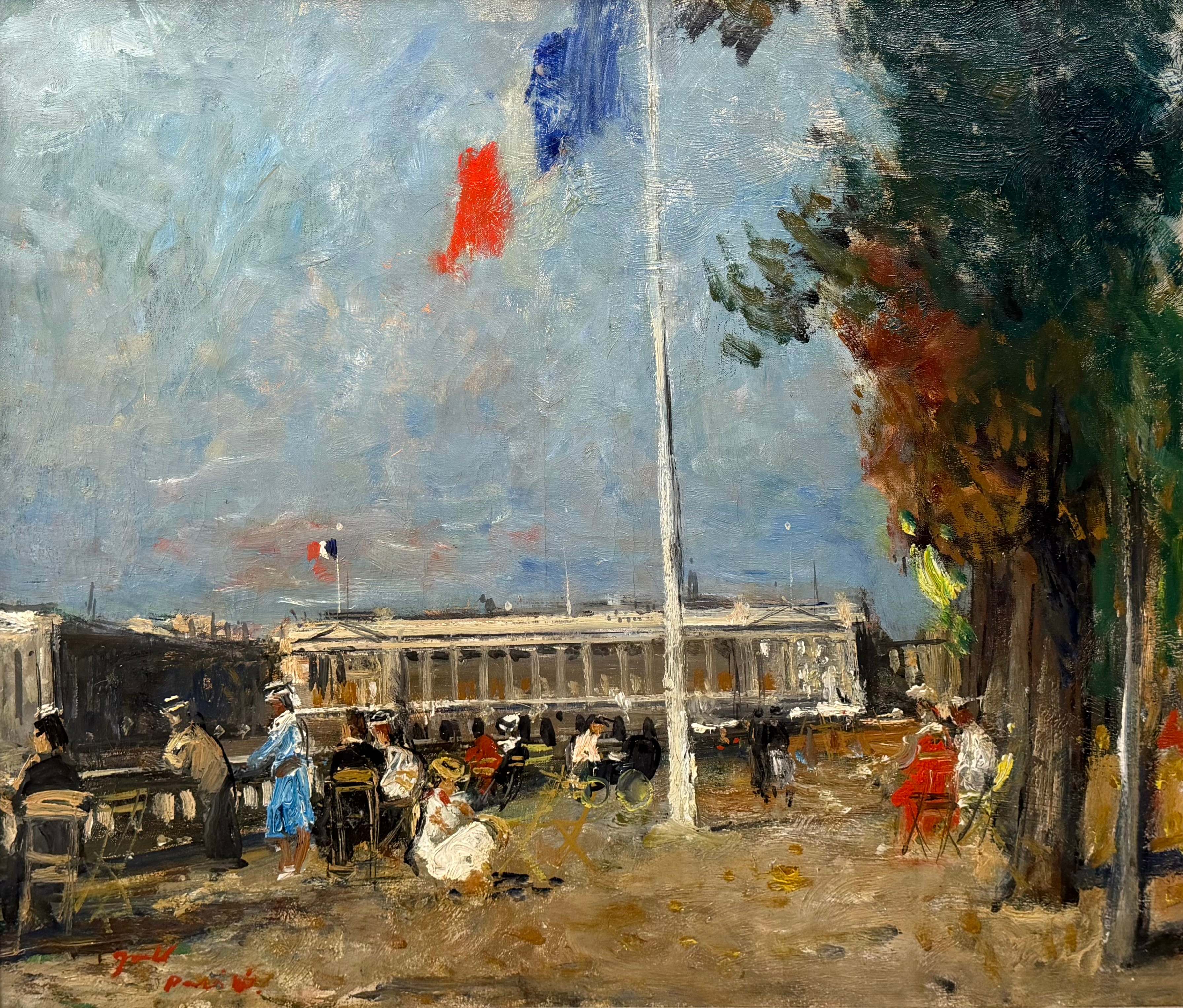 FRANCOIS GALL (UNGERN/FRANKRIKE, 1912-1987). Flanörer, motiv från Paris, olja på duk, signerad.